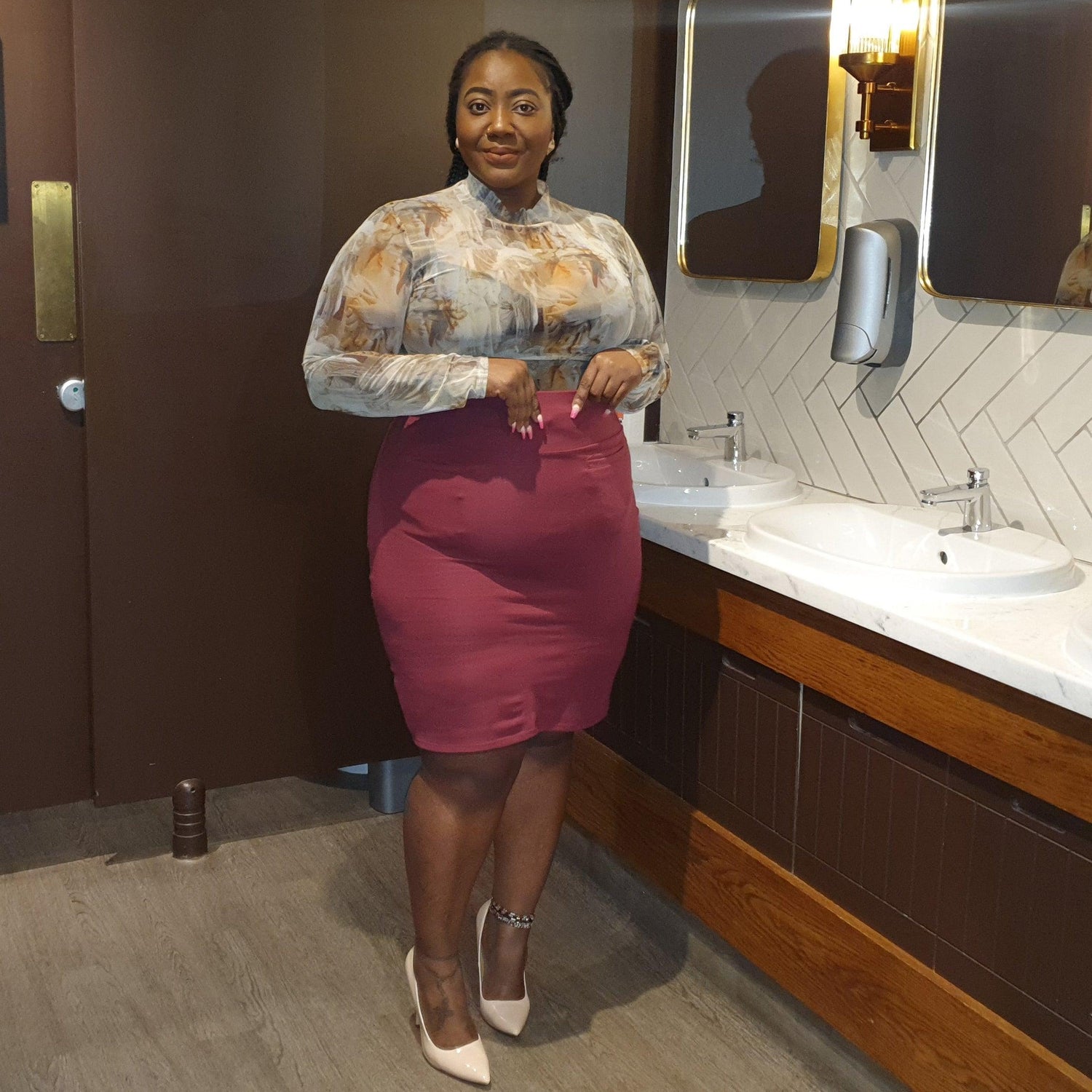 Spódnica ołówkowa - Burgundia