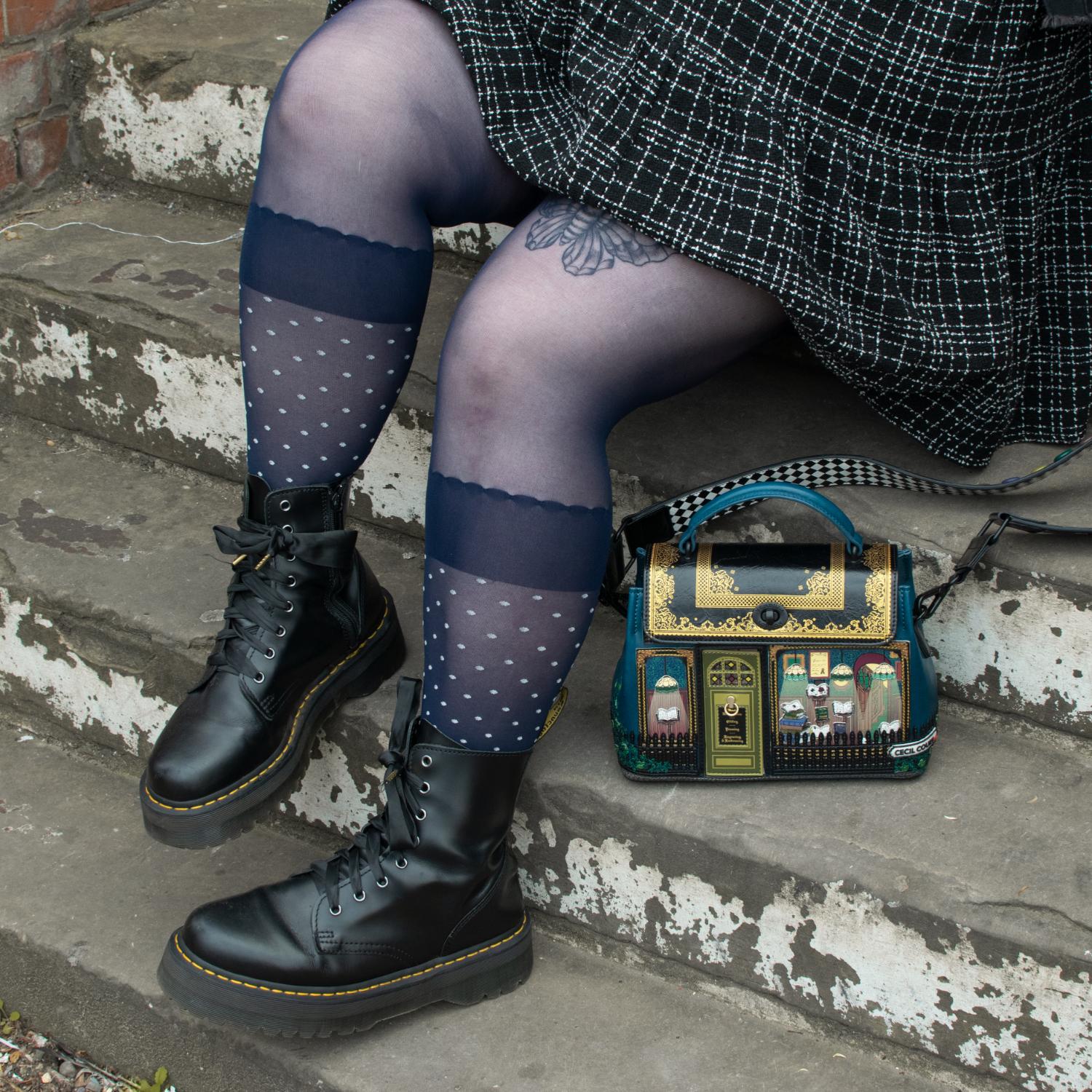 Meias-calças Seoul Chic Faux Sock - Marinho