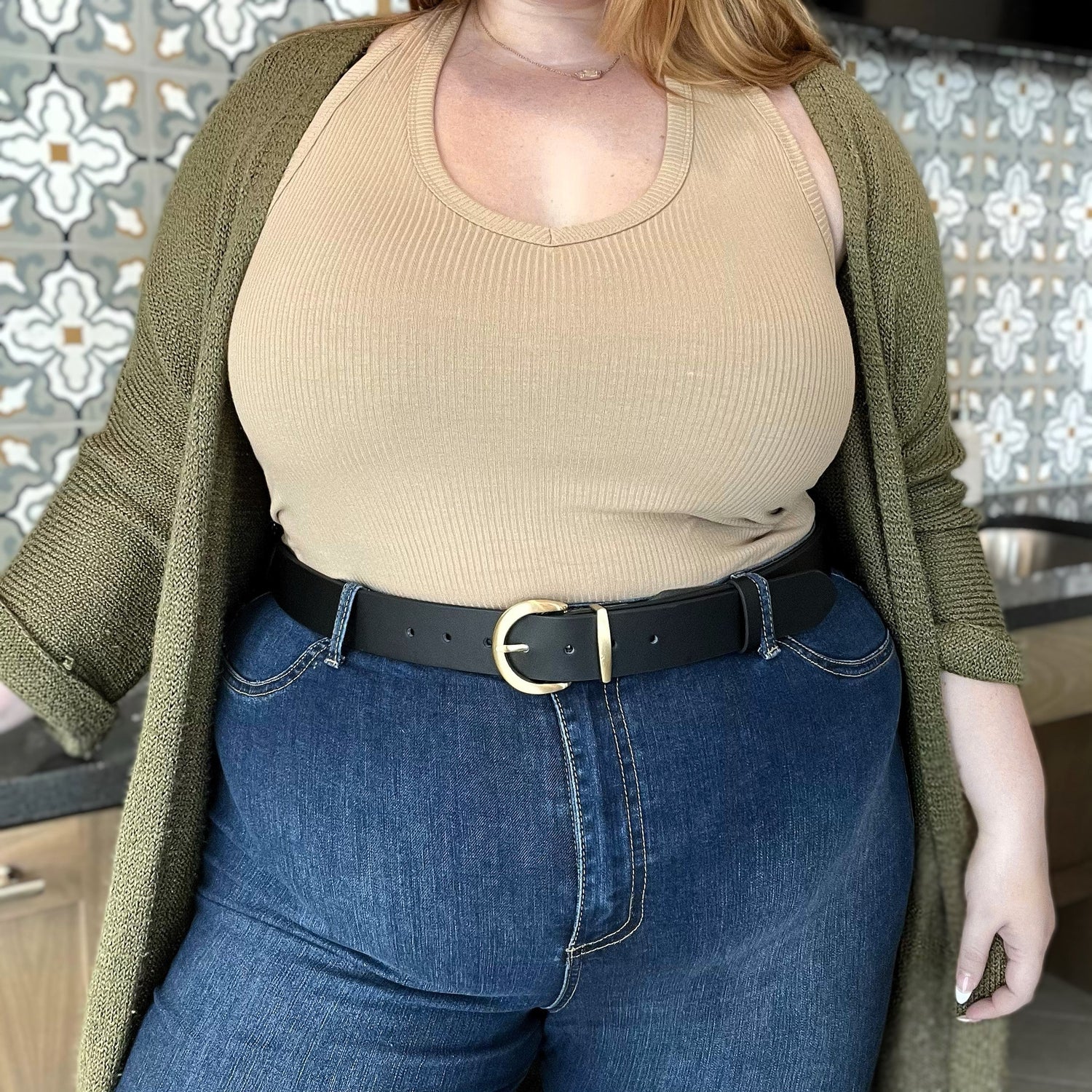 Cinto de cintura em pele vegana - dourado