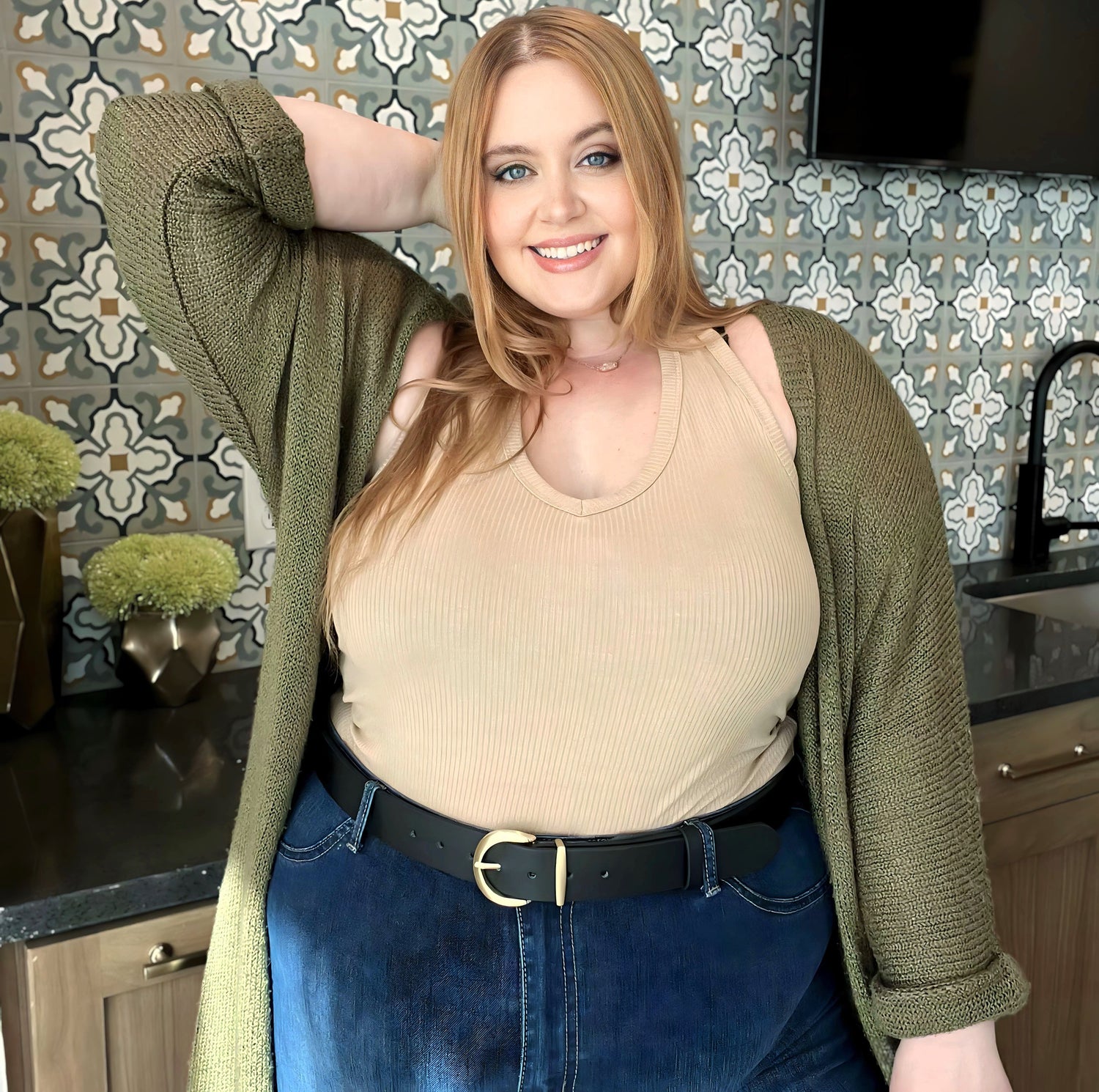 Cinto de cintura em pele vegana - dourado