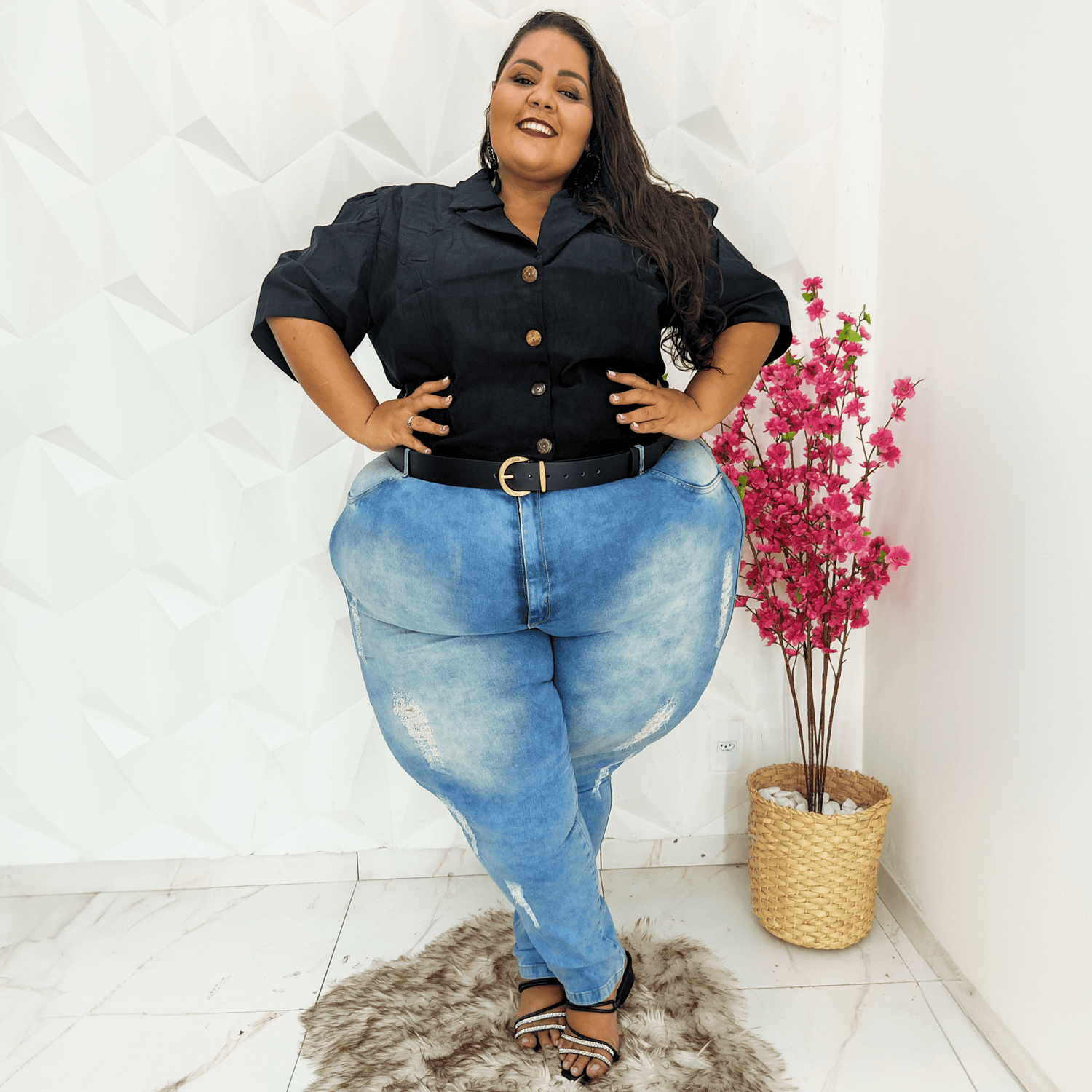 Cinto de cintura em pele vegana - dourado