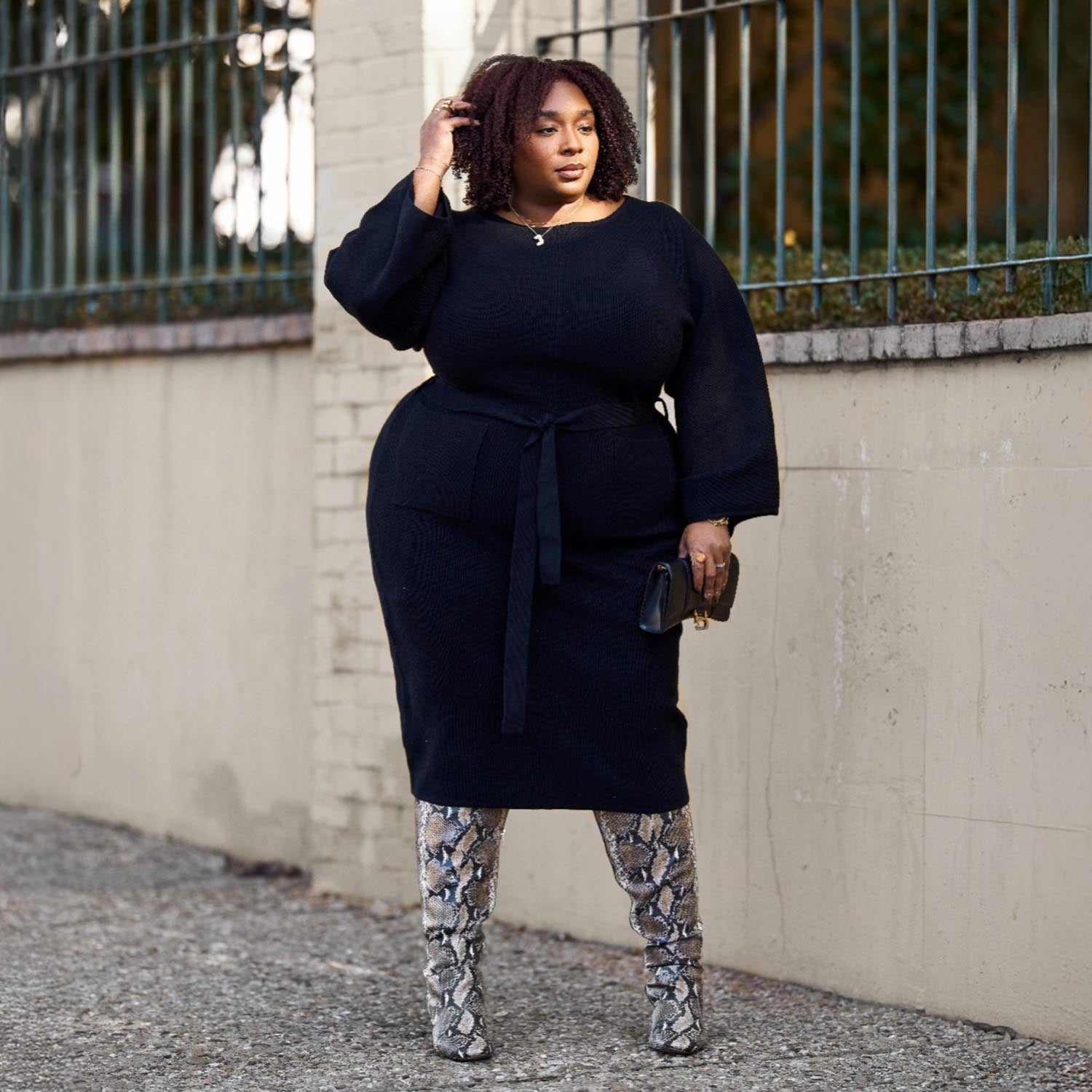 Vestido Cocoon de malha midi - Preto