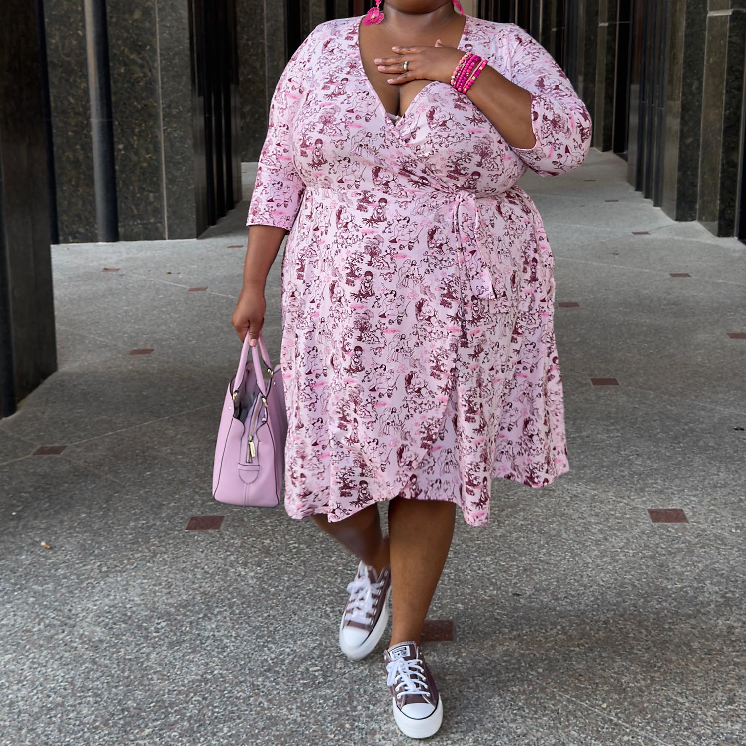 Vestido de gola alta - Passion au Jardin - L'Amour Rose