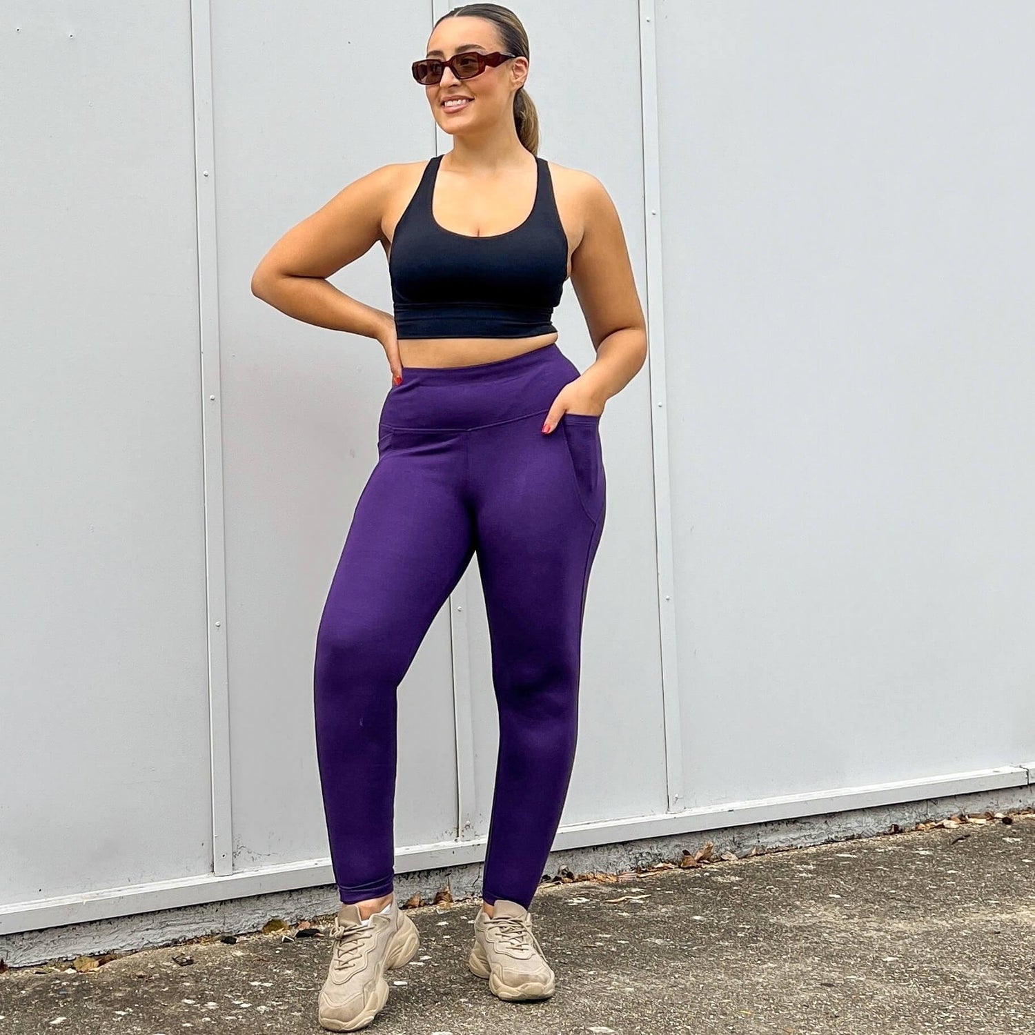 Leggings compridas à prova de agachamento - Suffragette Purple
