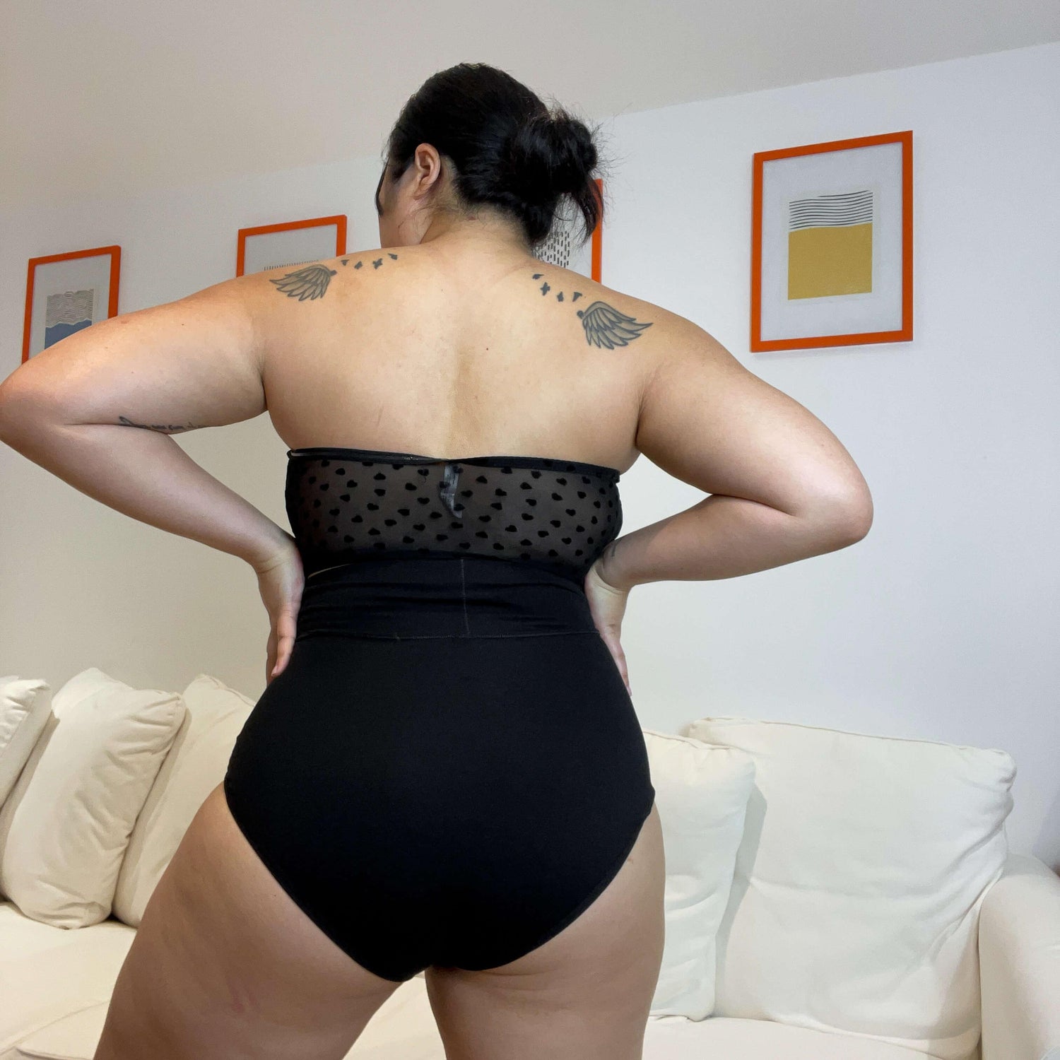 Cuecas de cintura super alta em algodão orgânico - Preto