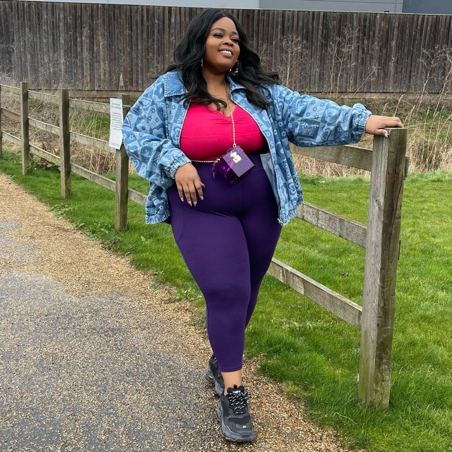 Squat Proof korta leggings - Suffragette lila