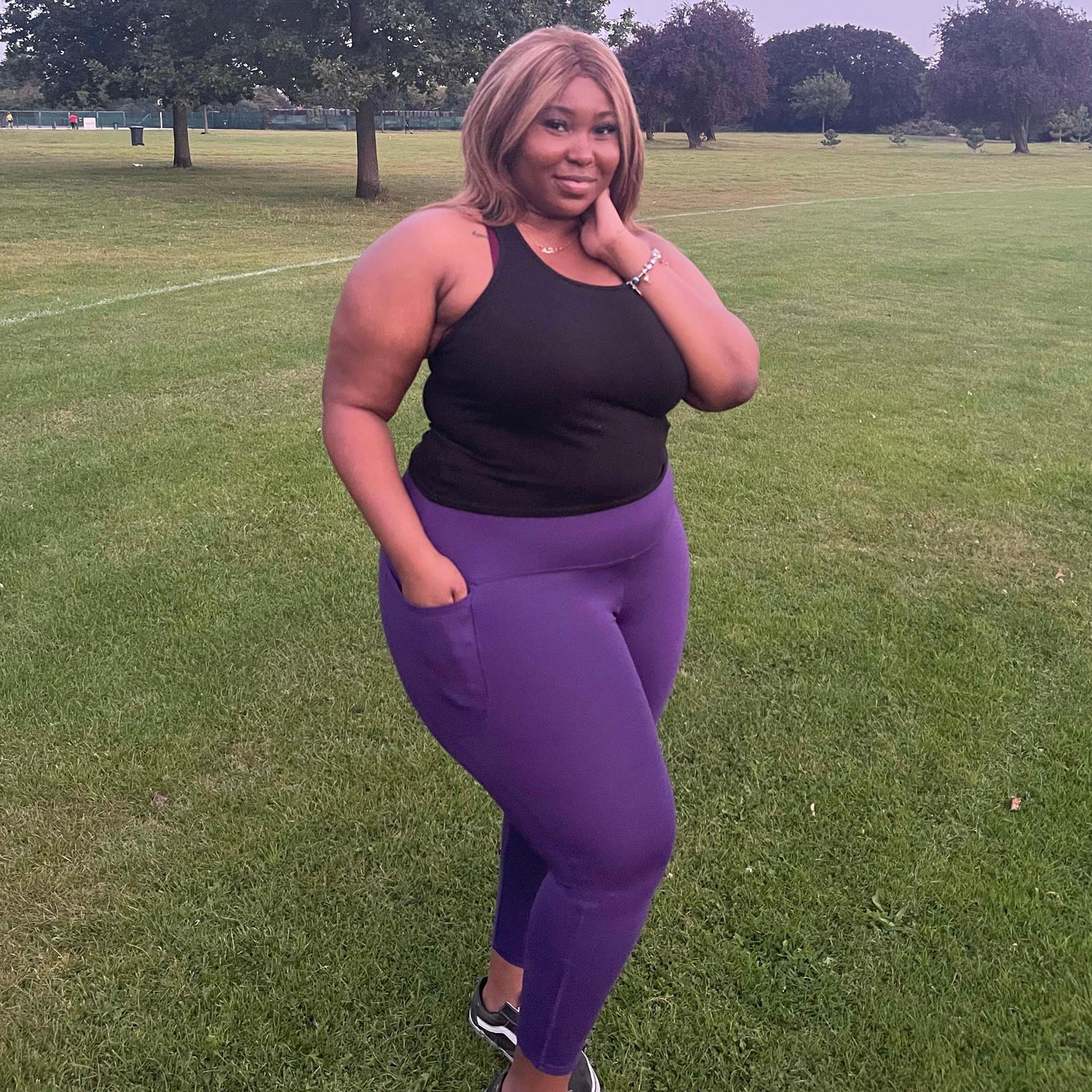 Squat Proof korta leggings - Suffragette lila