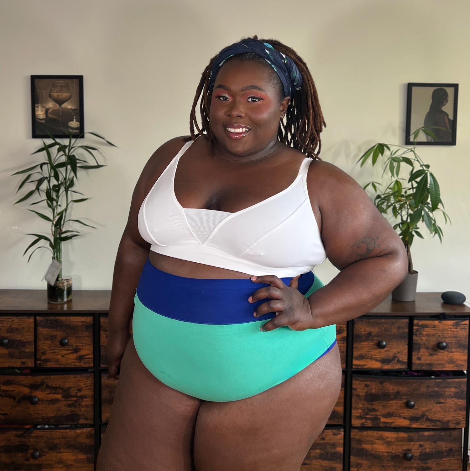 Super High Waist Duo Knickers i ekologisk bomull - Mint & Arabesque