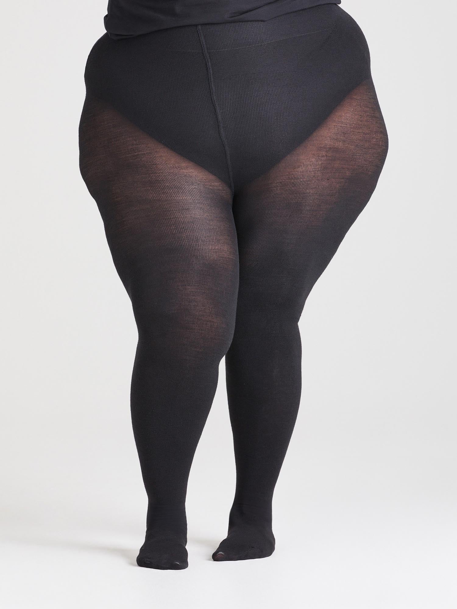Tights i merinoull - Svart