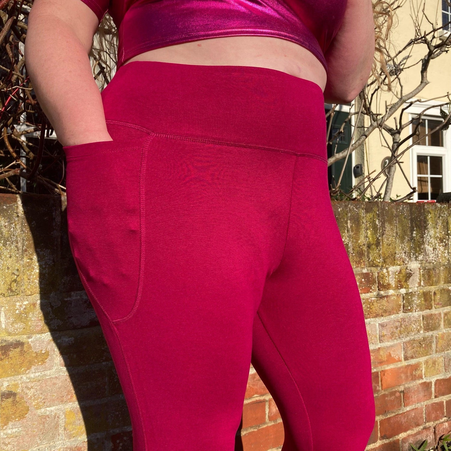 Squat Proof korta leggings - Raspberry Pie
