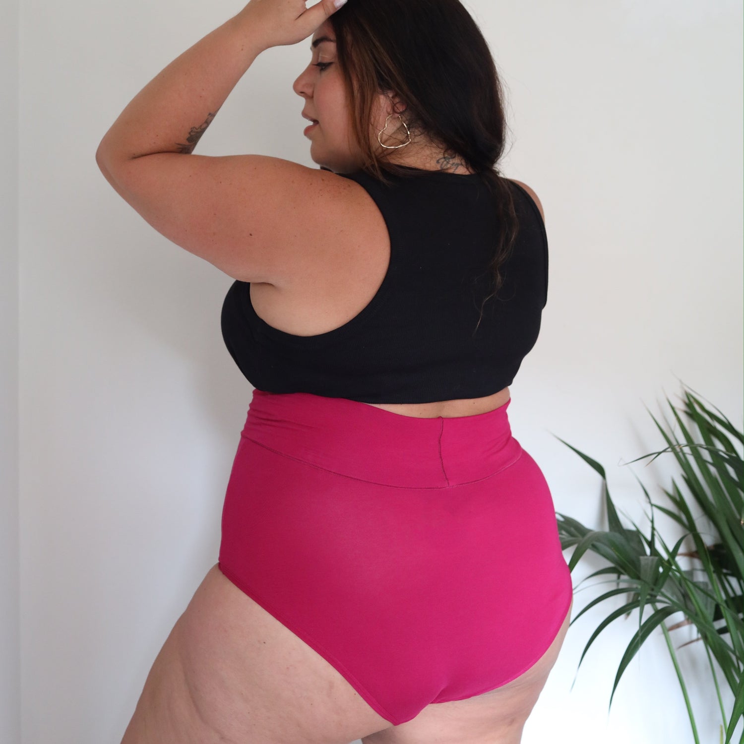 Super High Waist Knickers i ekologisk bomull - Raspberry Pie