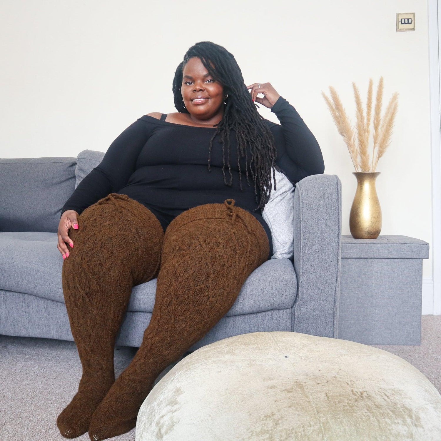 Lårhöga strumpor - Varm choklad