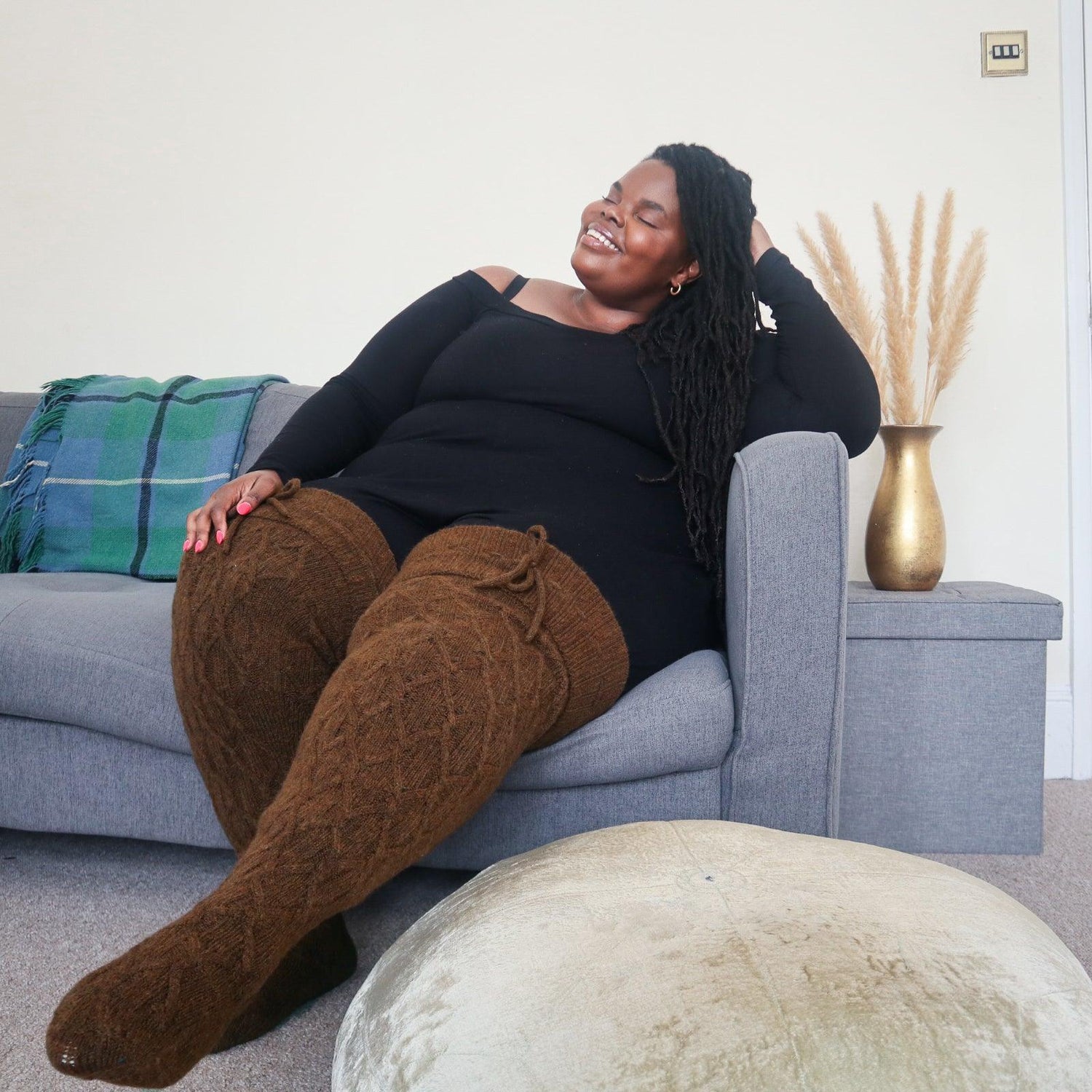 Lårhöga strumpor - Varm choklad