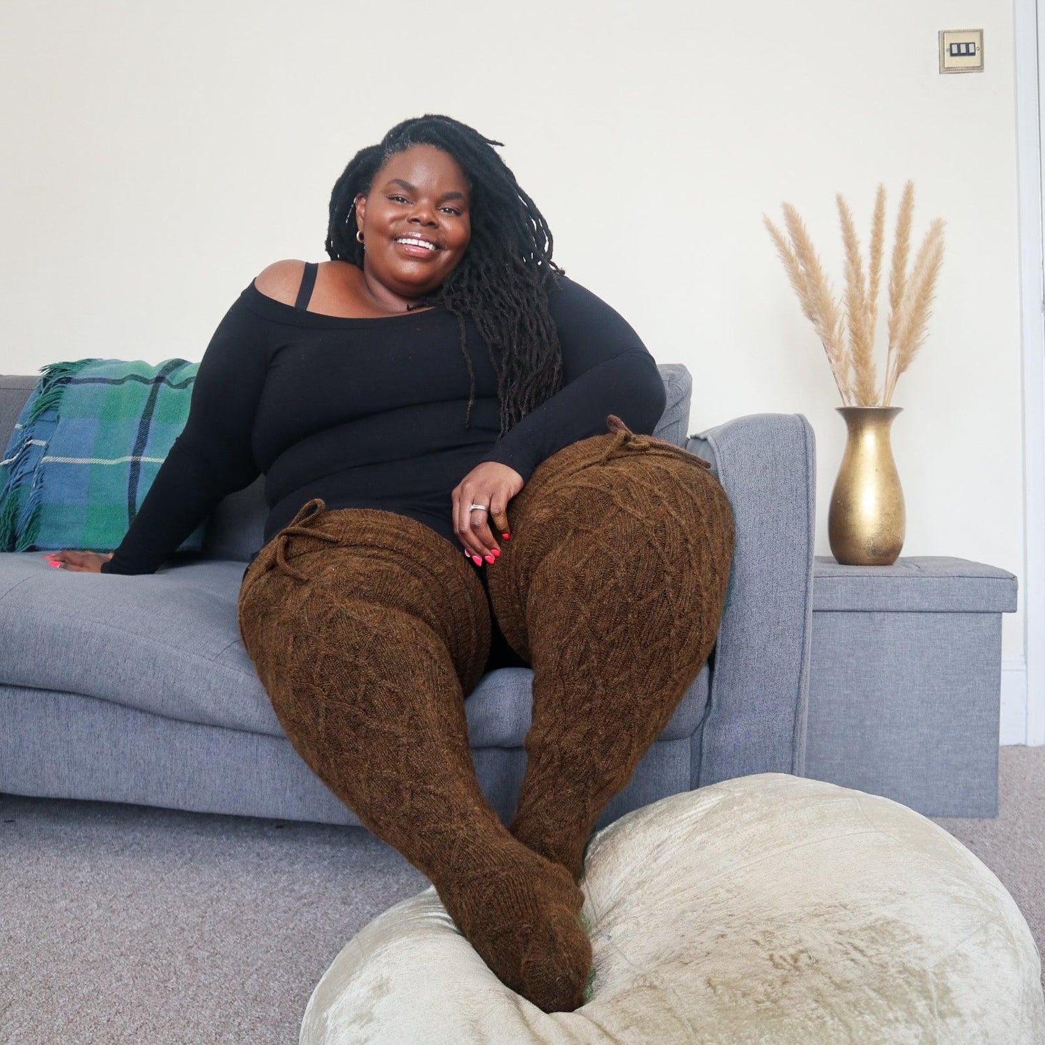 Lårhöga strumpor - Varm choklad