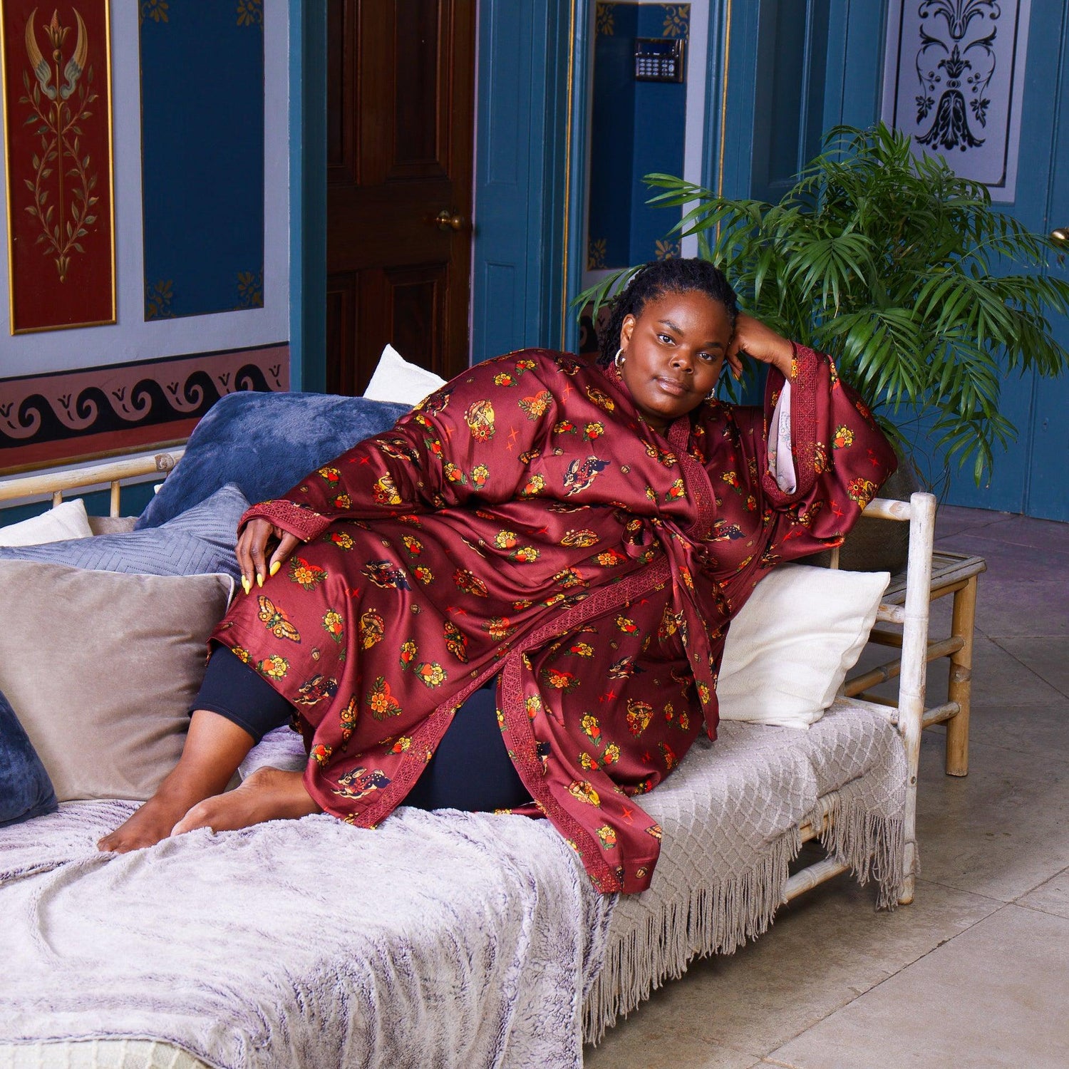 Satin morgonrock - Fortune