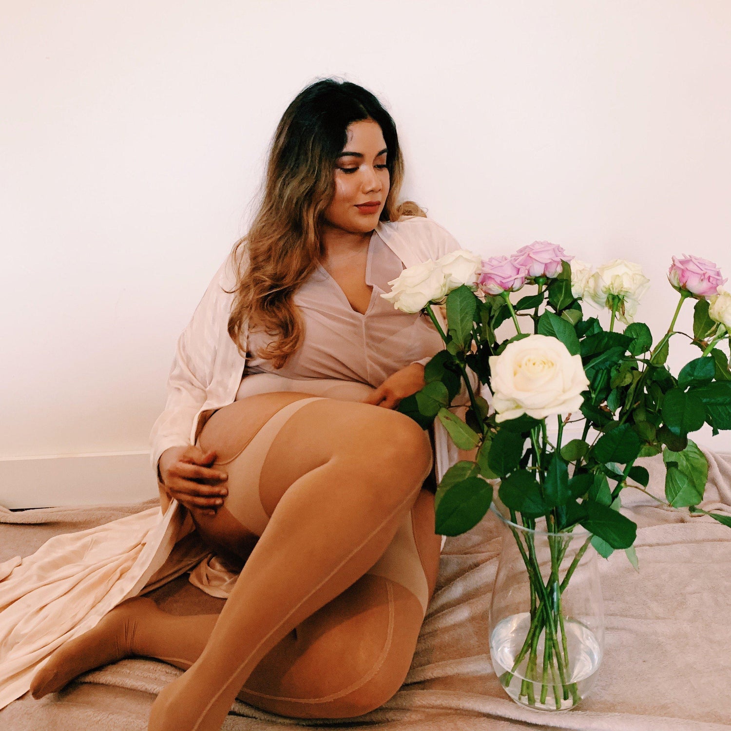 Strumpbyxor - Sheer Mock Strumpeband - Burlesque