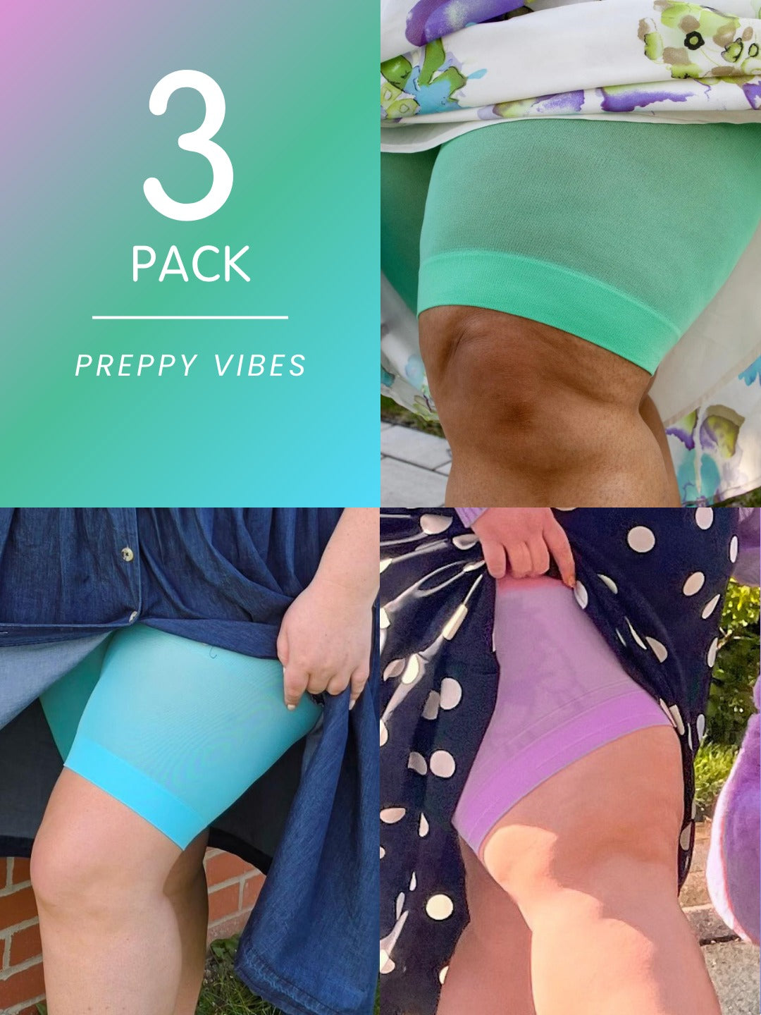 3 Pack Preppy Vibes Bundle - Stay Cool Chub Rub Shorts