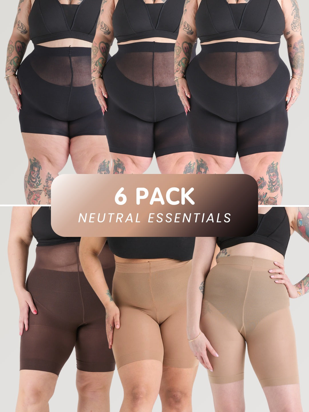 6 Pack Neutral Essentials Bundle - Stay Cool Chub Rub Shorts
