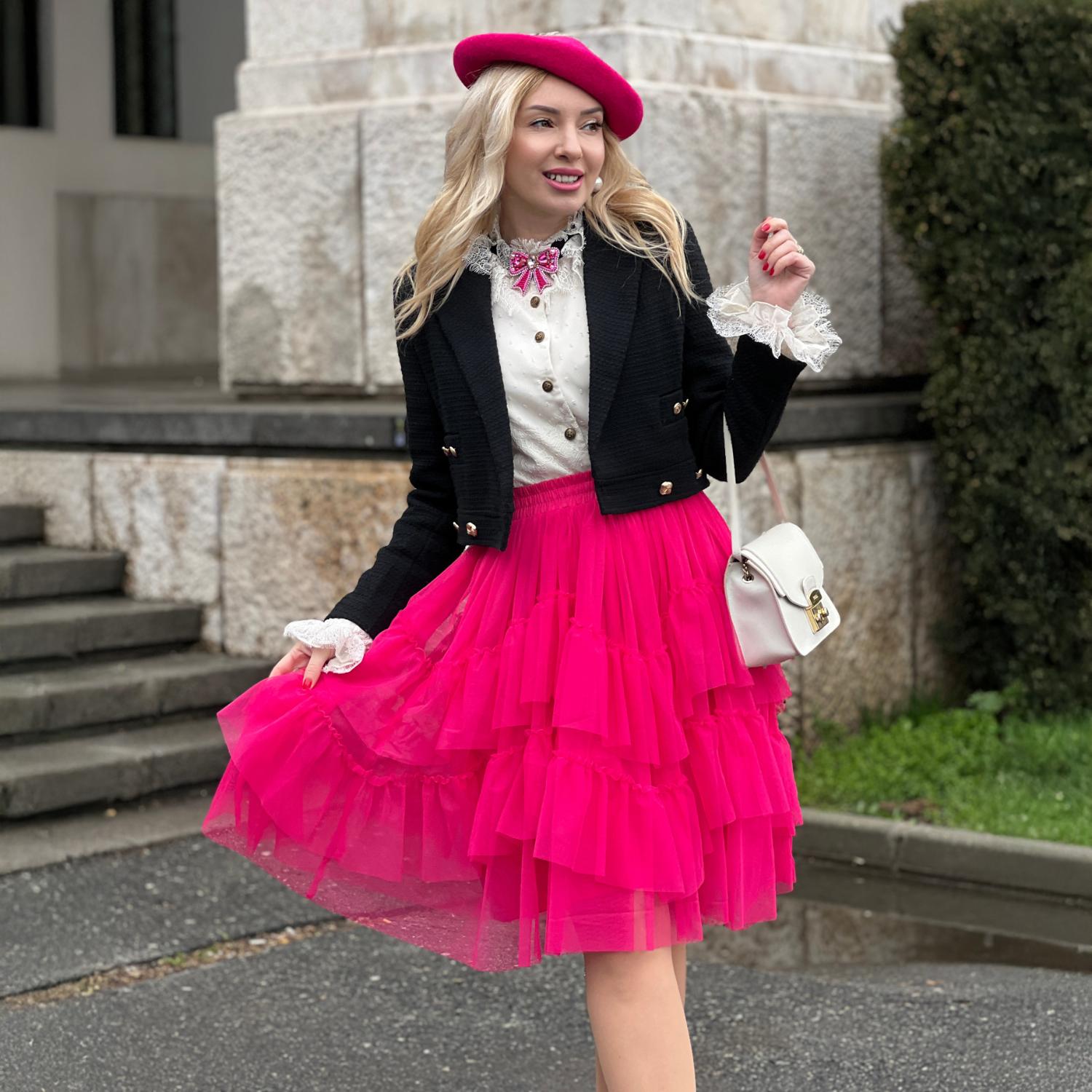 Mesh Skirt - Pomegranate