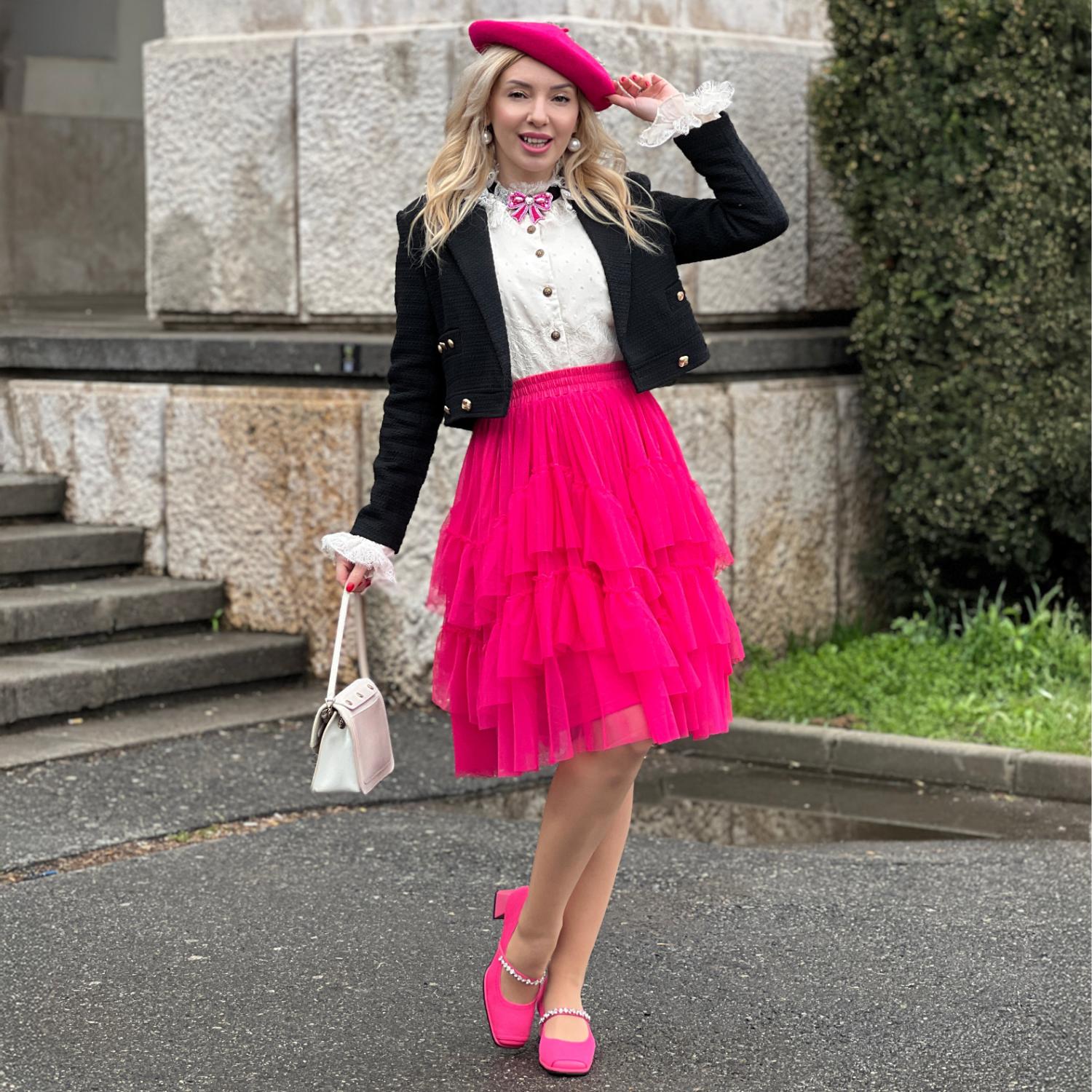 Mesh Skirt - Pomegranate