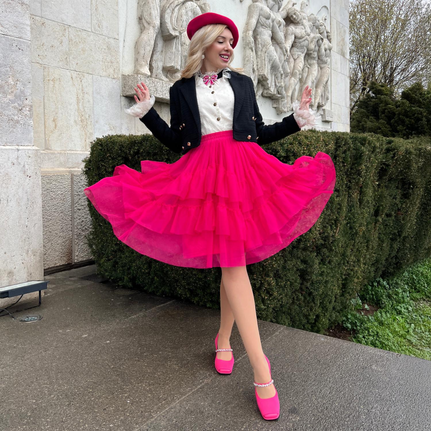 Mesh Skirt - Pomegranate