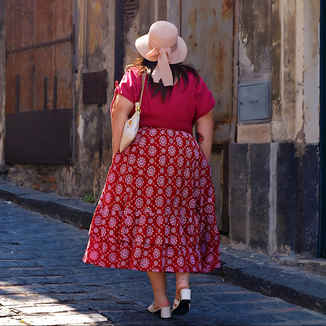 Broderie Anglaise Dress Red