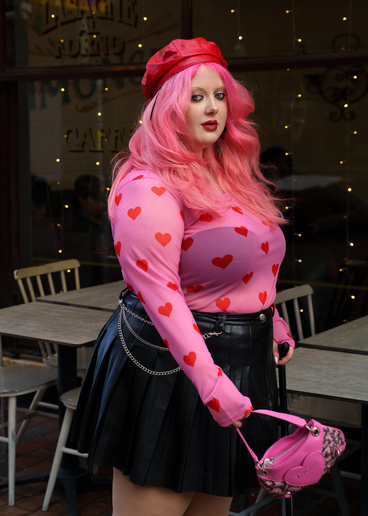 Love Me Heart Print Mesh Top | Sheer Alternative Top | Sizes 32-66