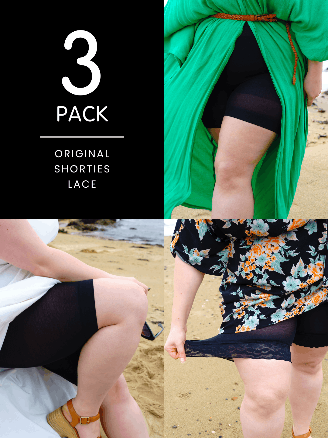 3 Pack Classic Black Bundle - Stay Cool Chub Rub Shorts