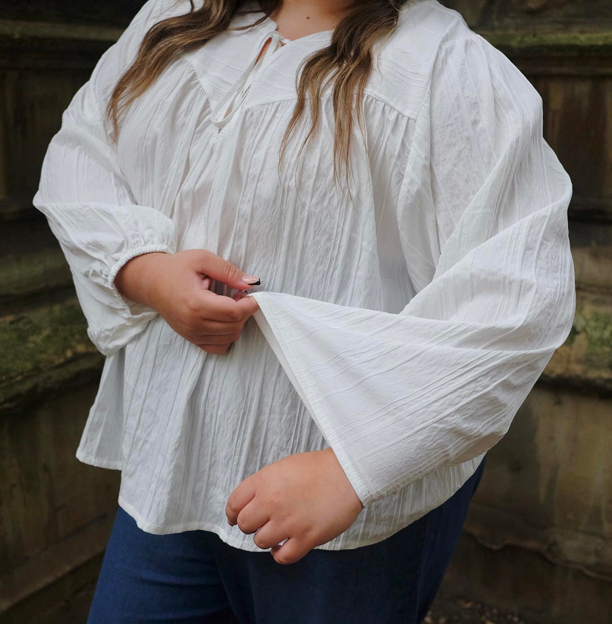 Iona Textured Woven Blouse - Cream