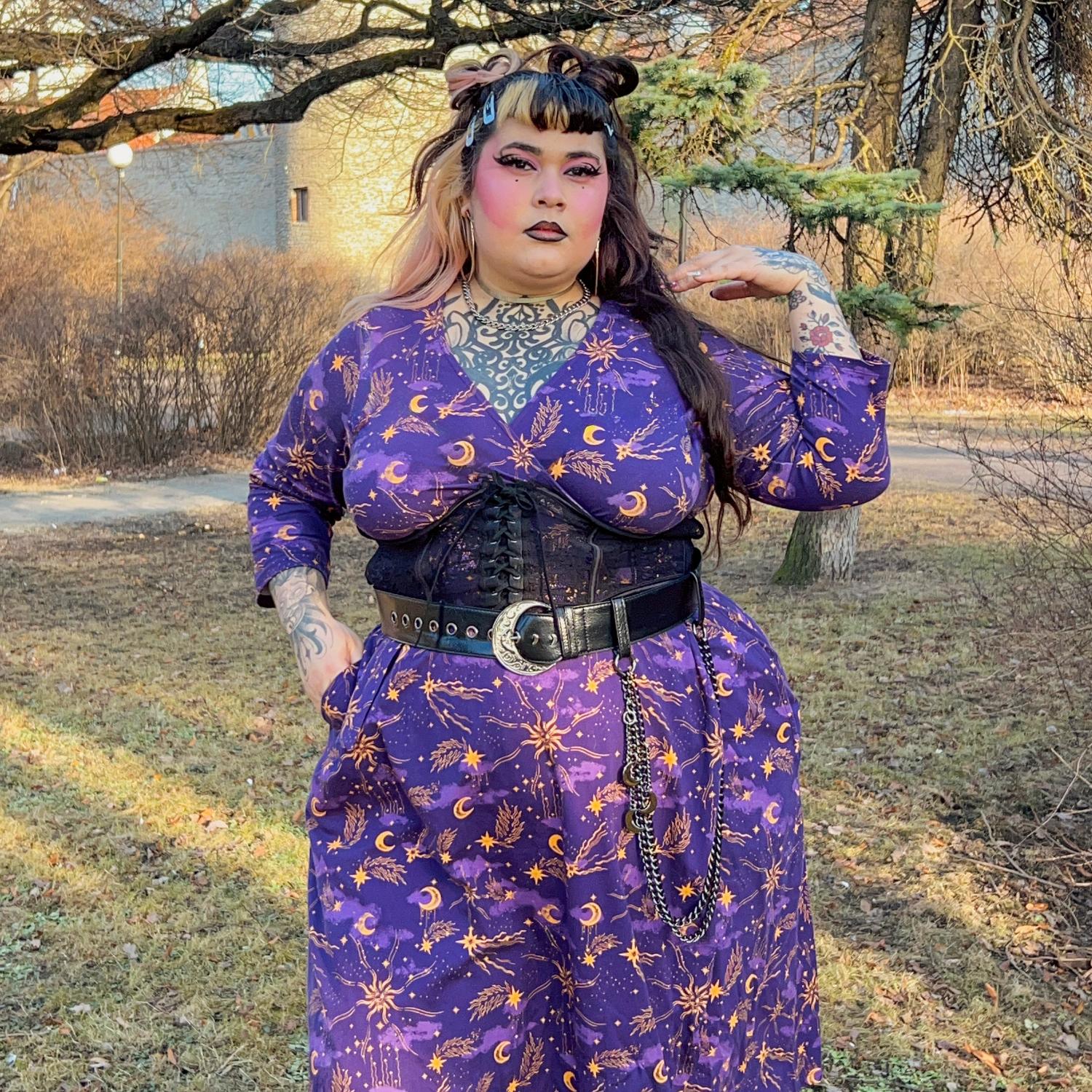 Celestial Wrap Dress  - Purple / Gold