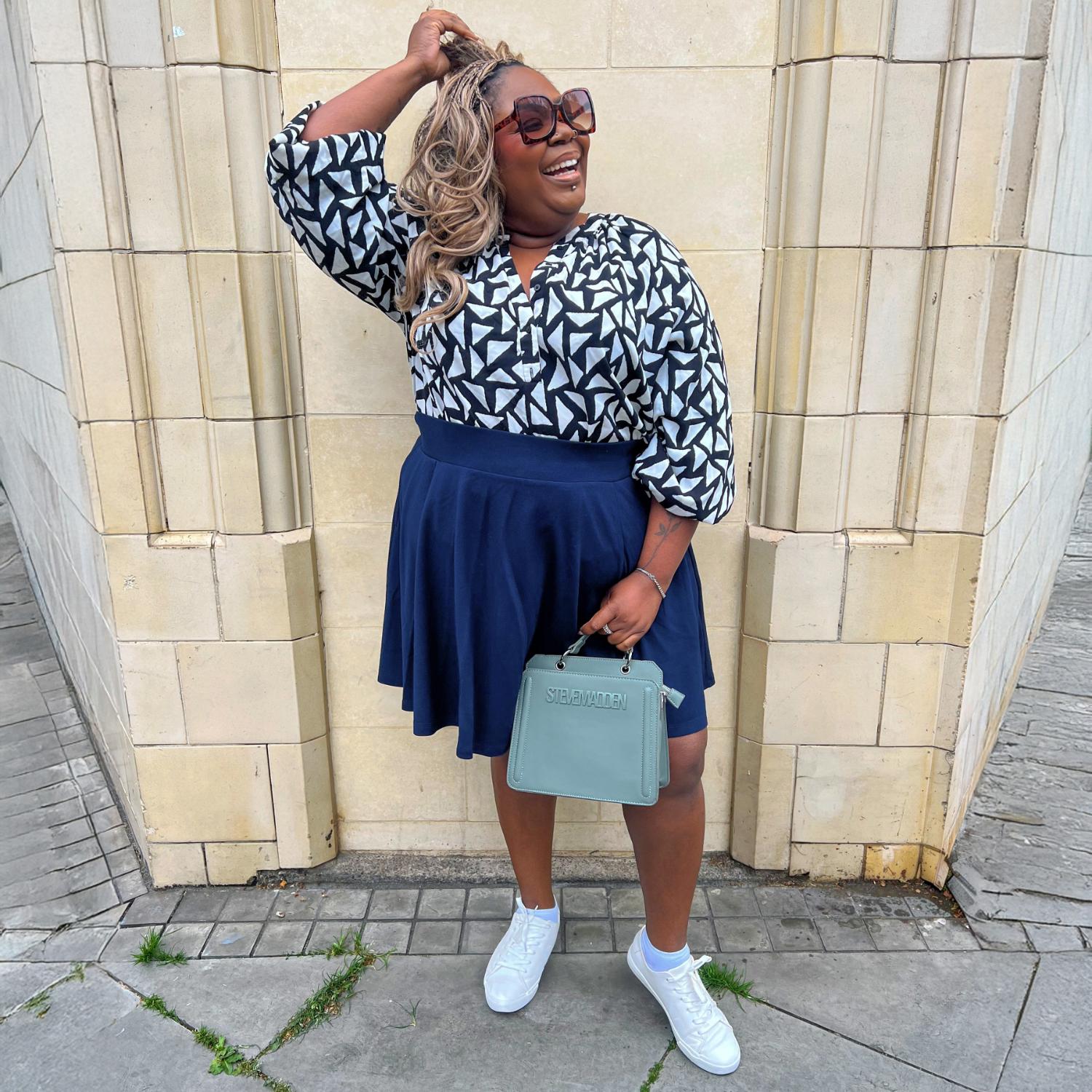 Falda mini acampanada - Azul marino