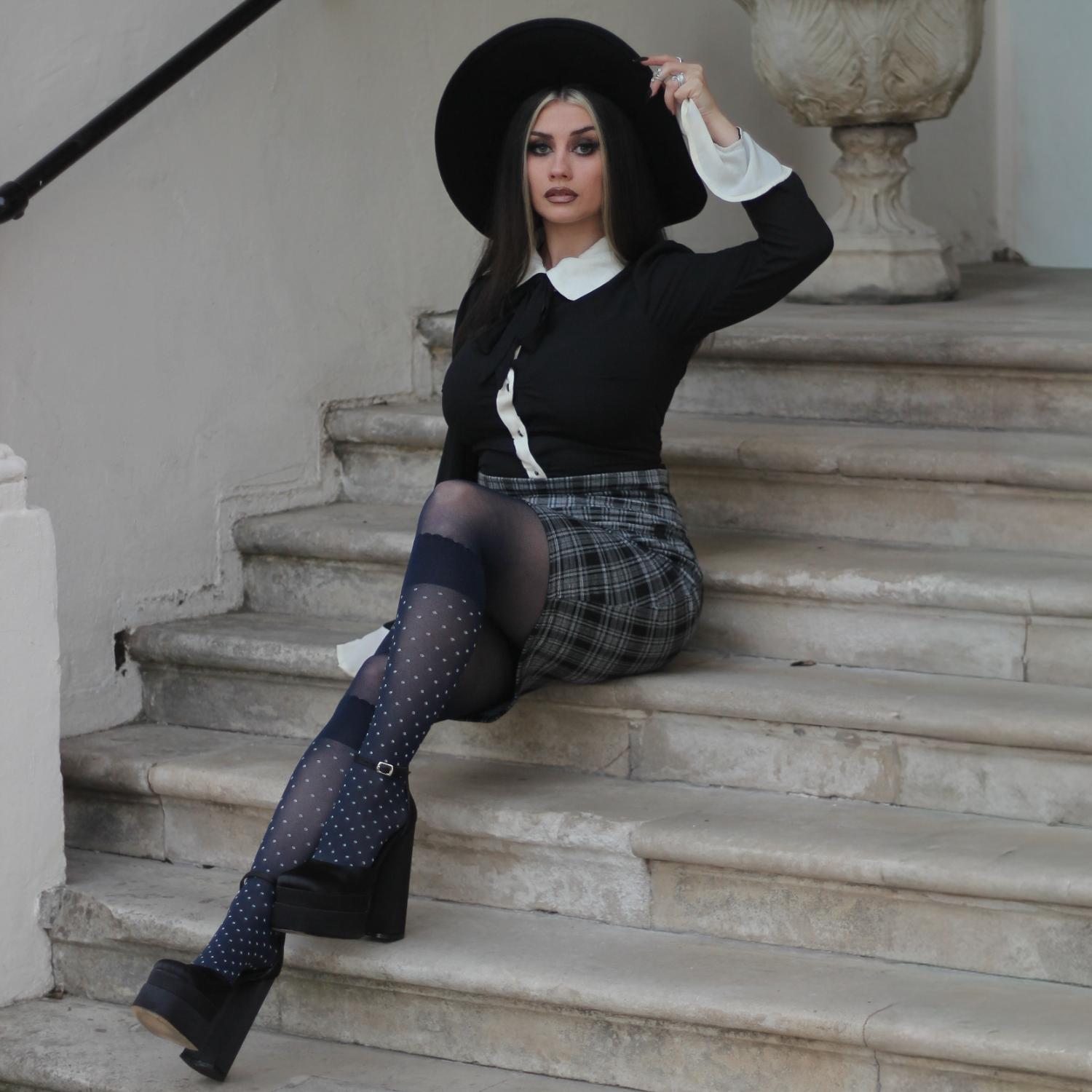 Collants en fausse chaussette Seoul Chic - Marine