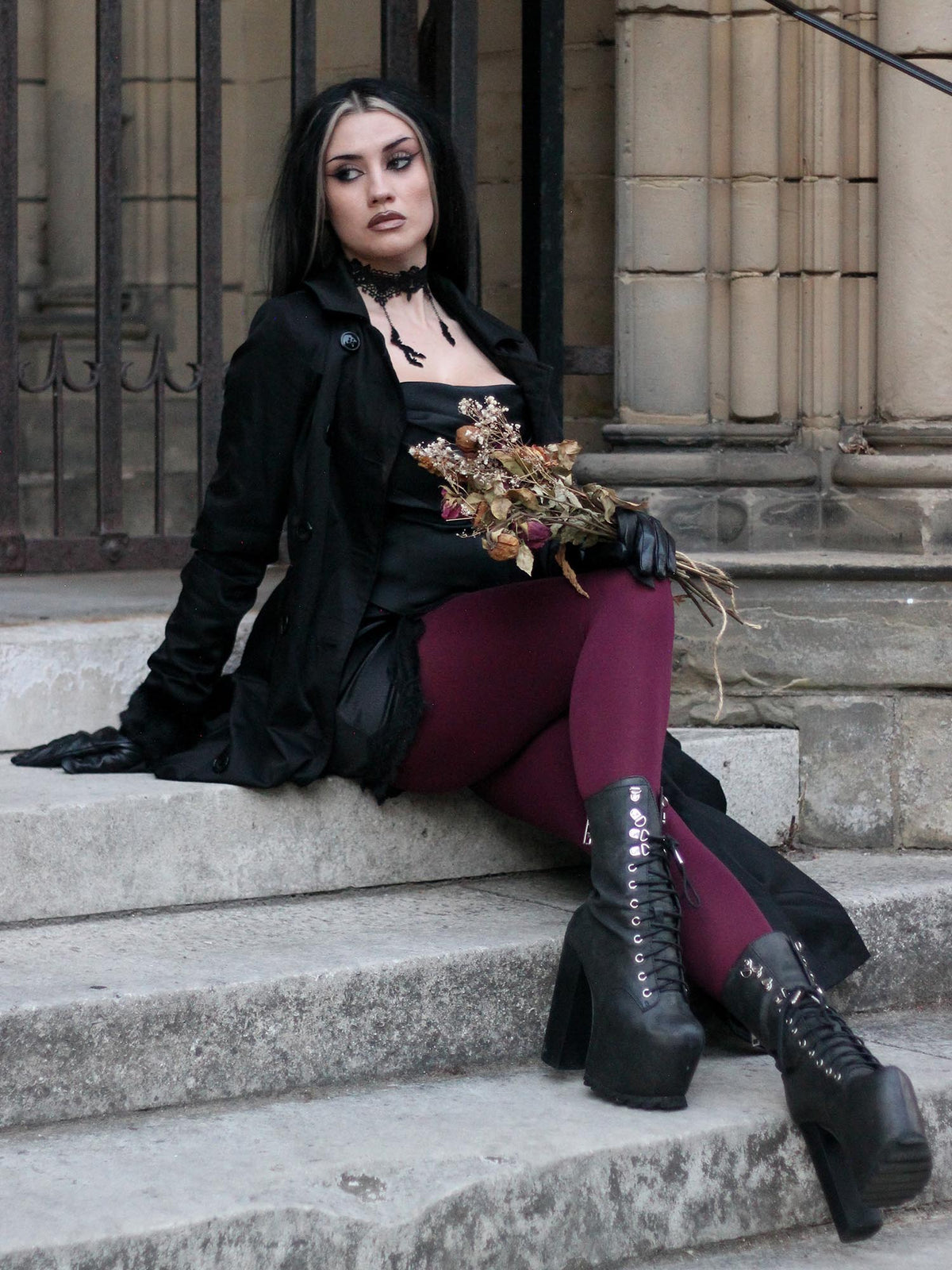 120 Denier Super-Opaque Tights - Cherry