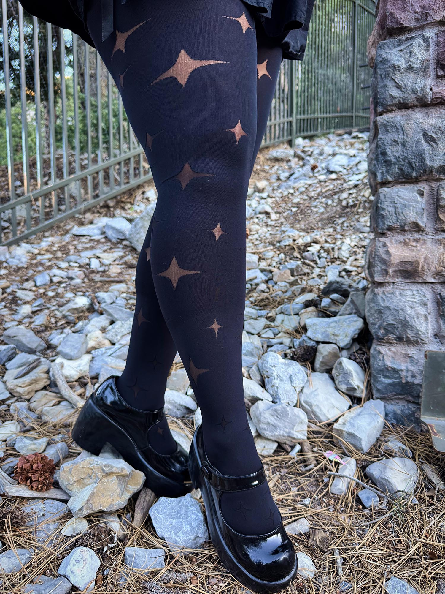 Y*1様 RYOGEN NIGHTCAMO TIGHTS / BLACK Lリョ Nocturne Tights | Star Pattern Witchy Tights | Snag – Snag EU