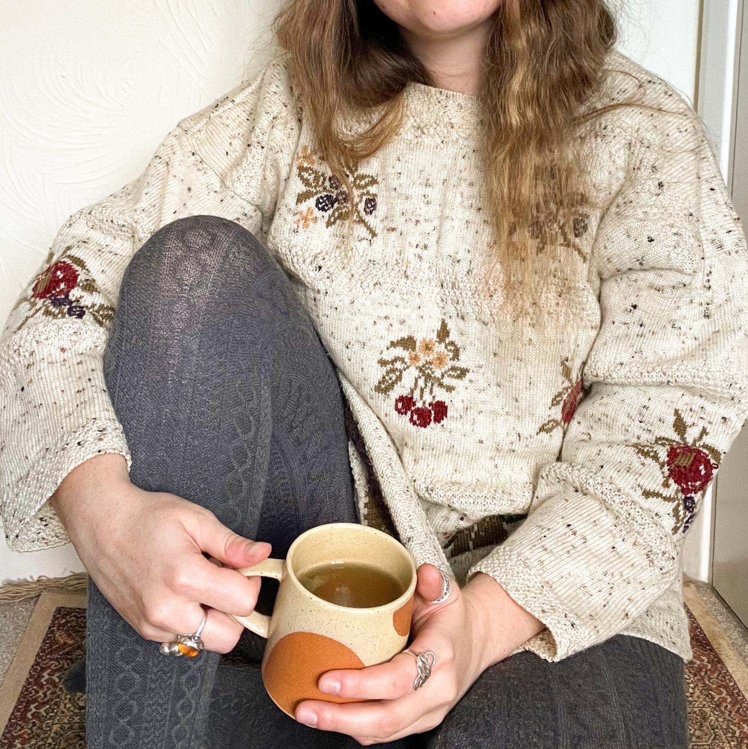 Grannies Cable Knit Wool Tights V2 - Slate