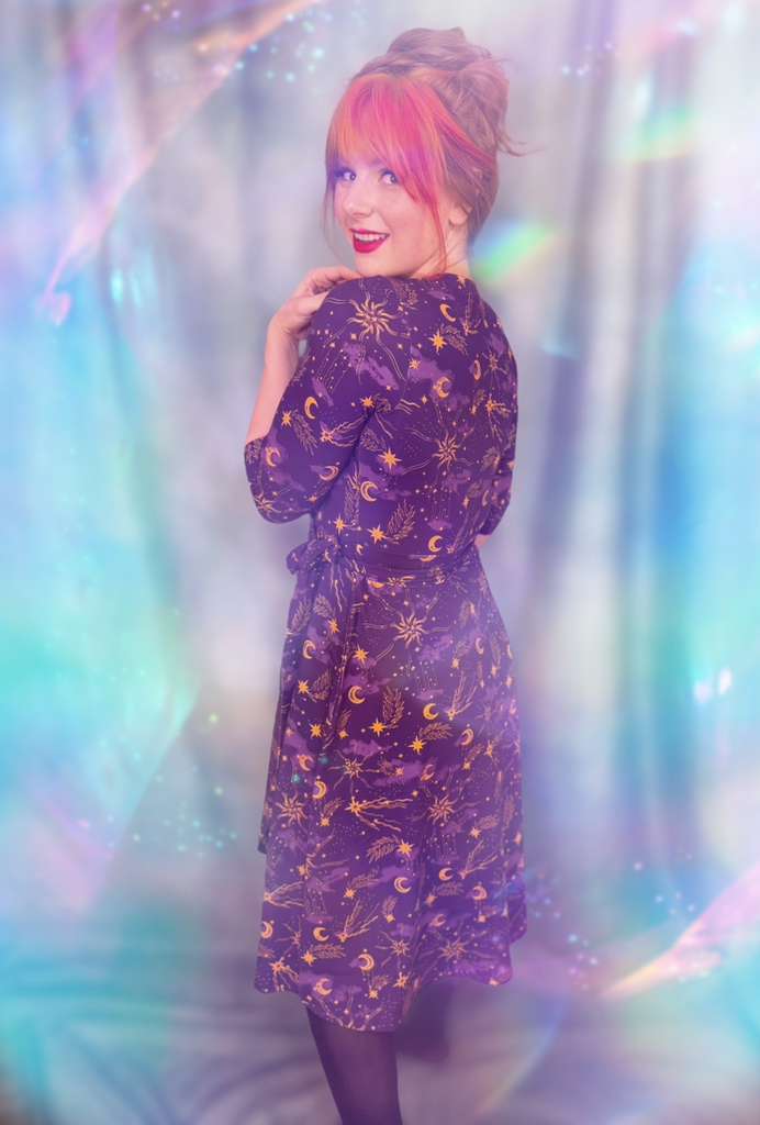 Celestial Wrap Dress  - Purple / Gold