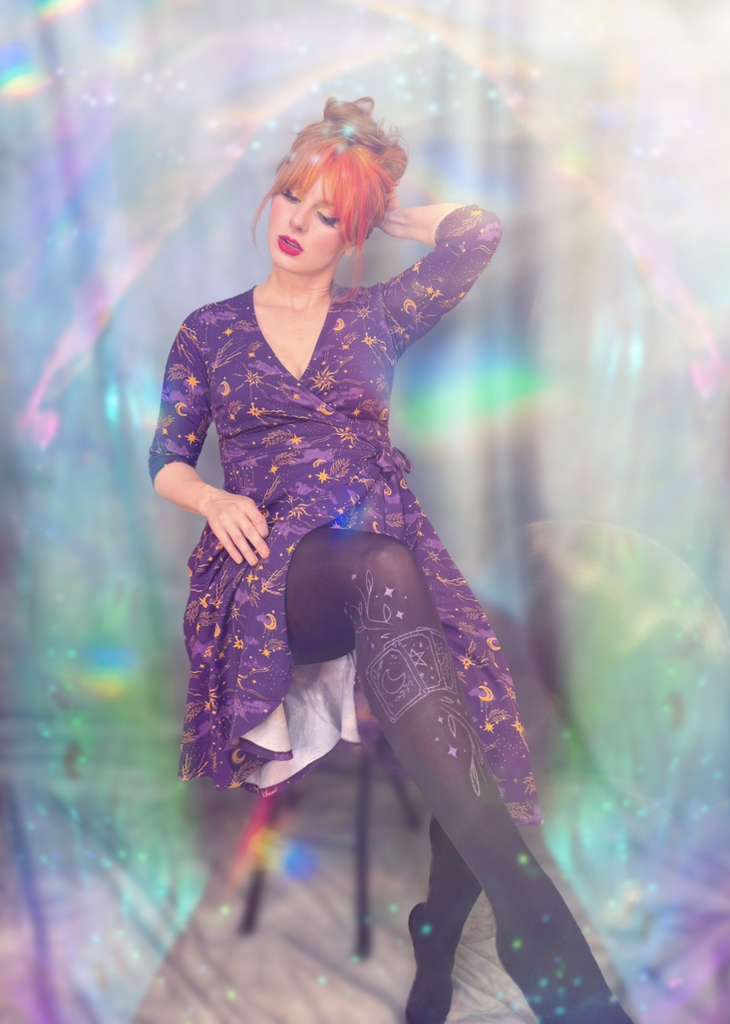 Celestial Wrap Dress  - Purple / Gold