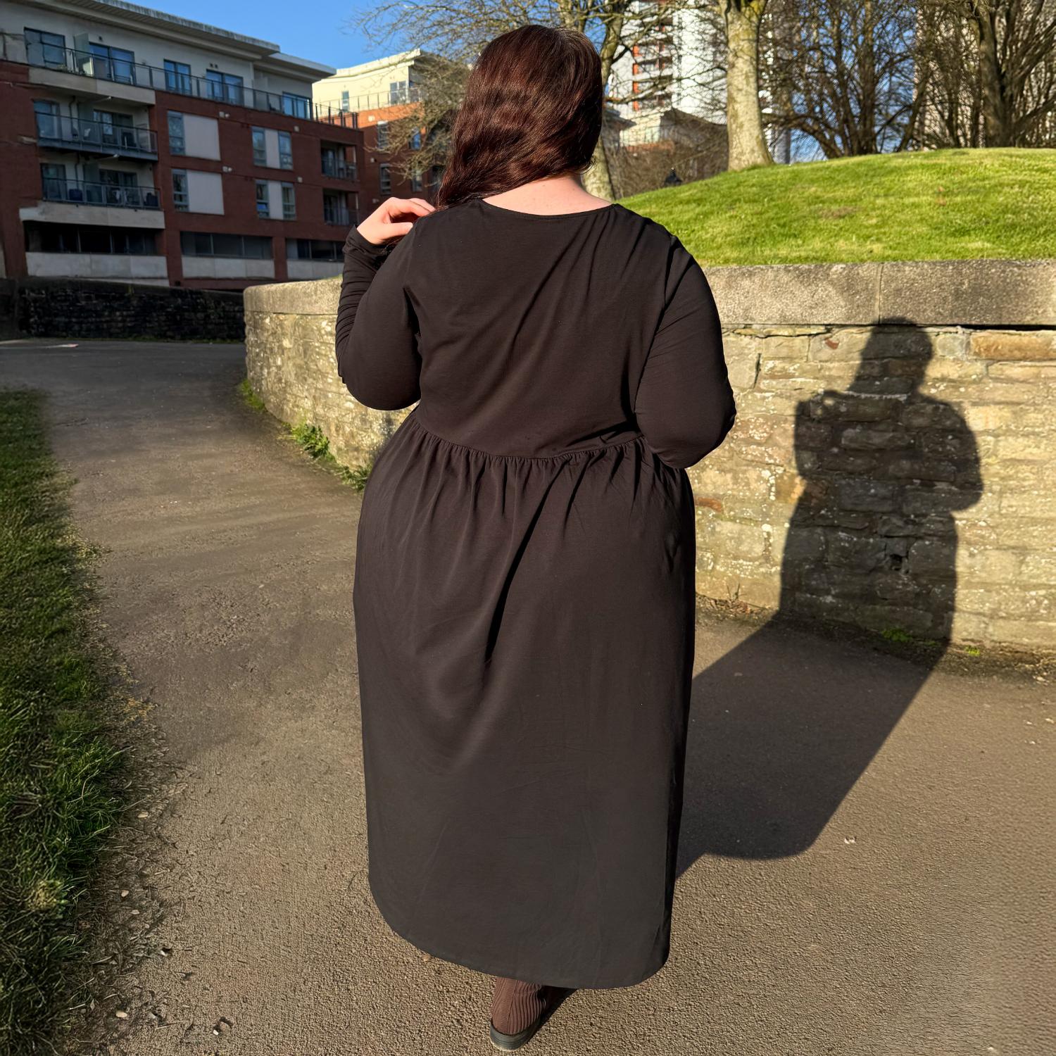 Organic Cotton Long Sleeve Maxi Dress - Black