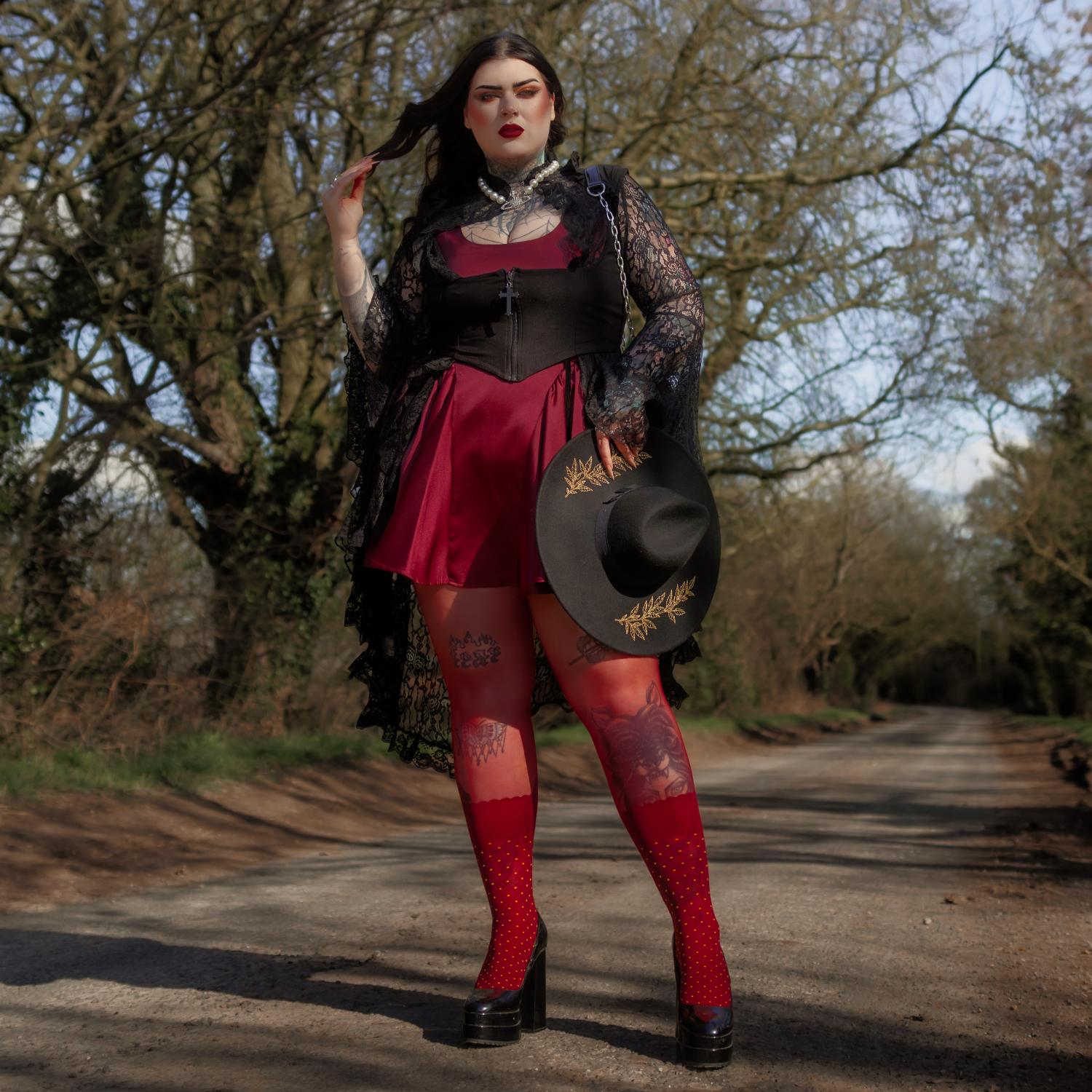 Collants en fausse chaussette Seoul Chic - Bourgogne