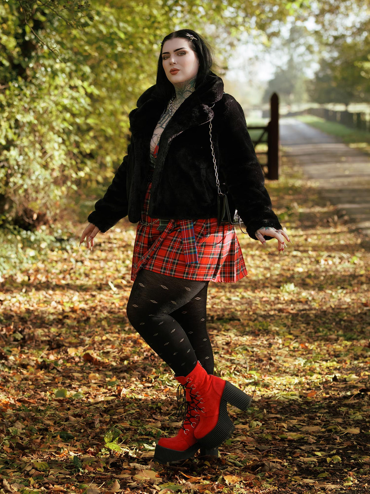 Wool Lace Tights - Ditsy Diamond - Black