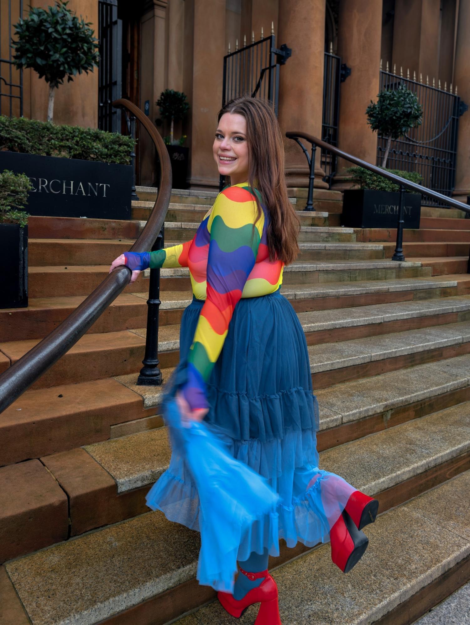 Mesh Maxi Skirt - Blue Ombre