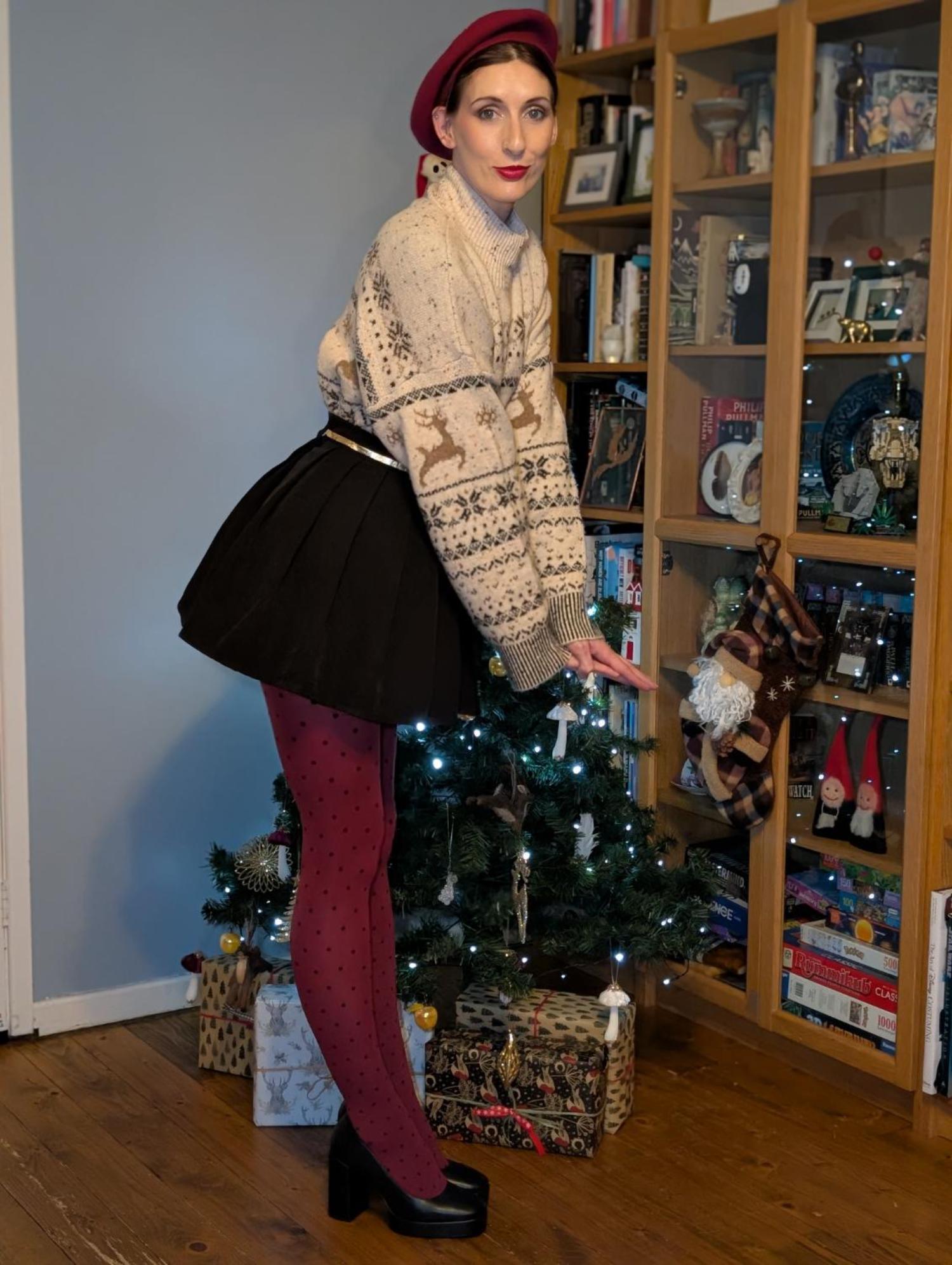 80 Denier Opaque Tights - Cherry Dot