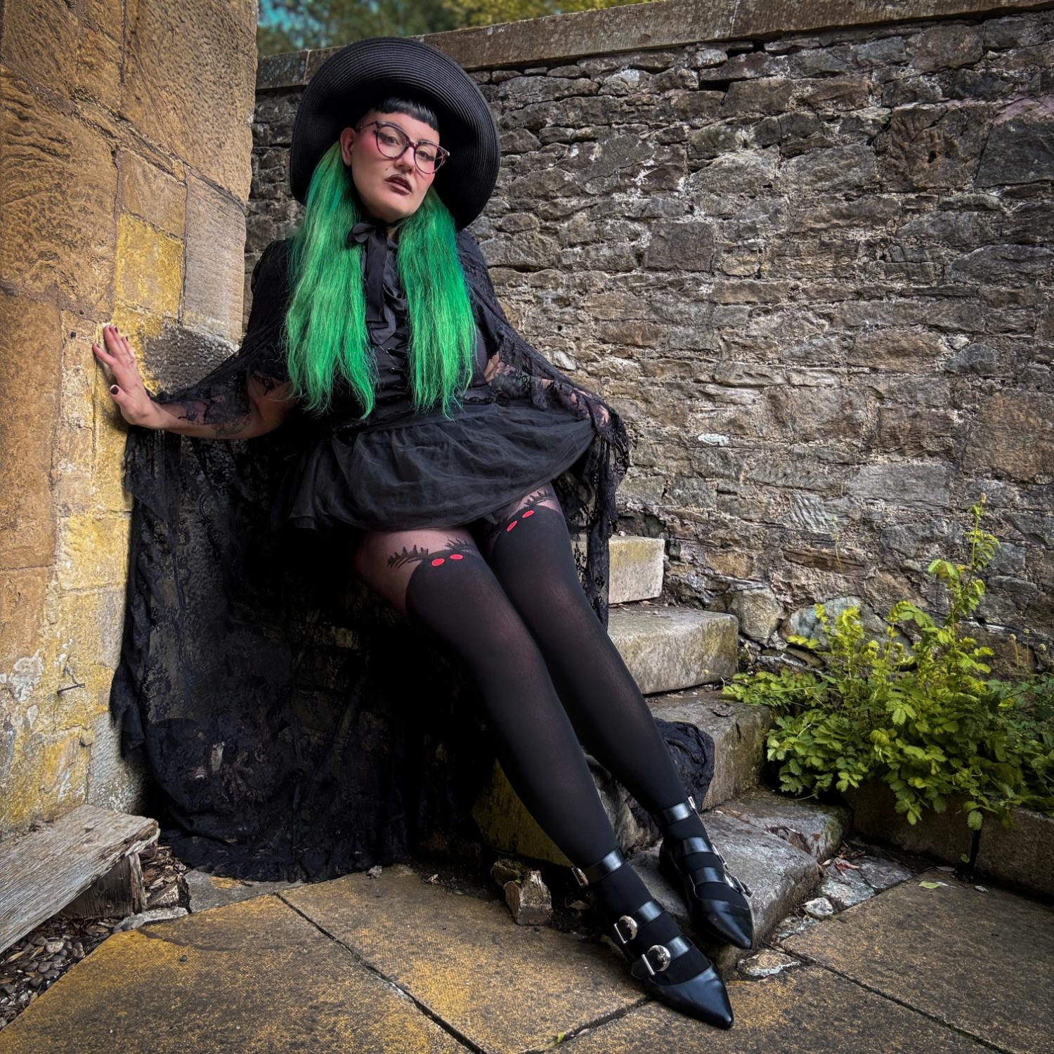 Halloween Tights - Mothman - Black