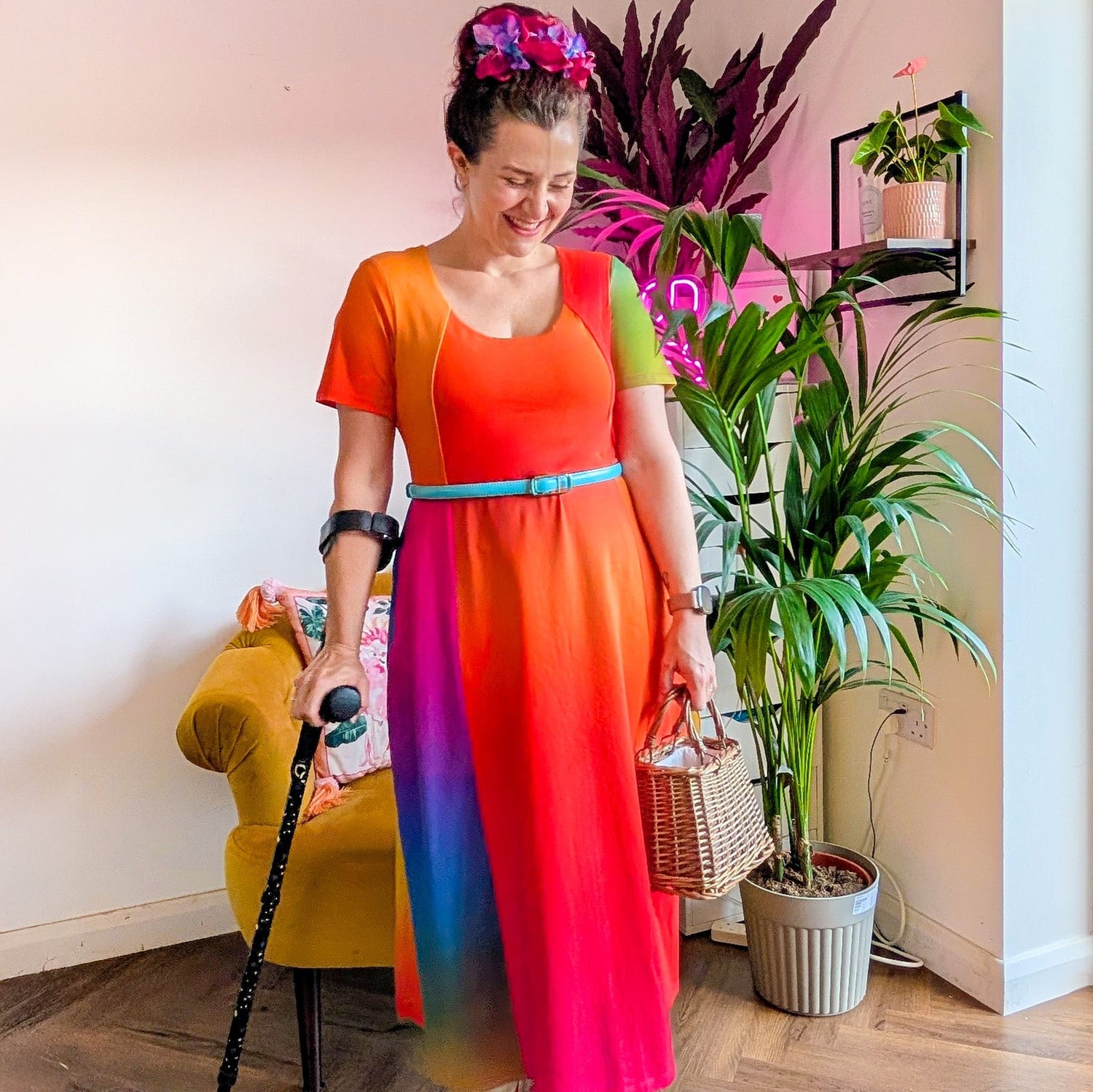 Vestido midi de corte en A «Vanessa» - Arcoíris