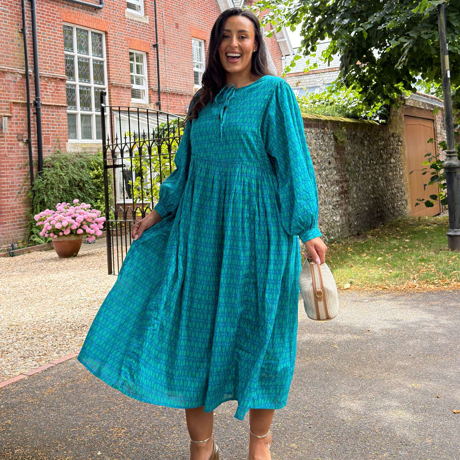 Empire Line Maxi Dress - Teal City | Cotton Voile – Snag EU