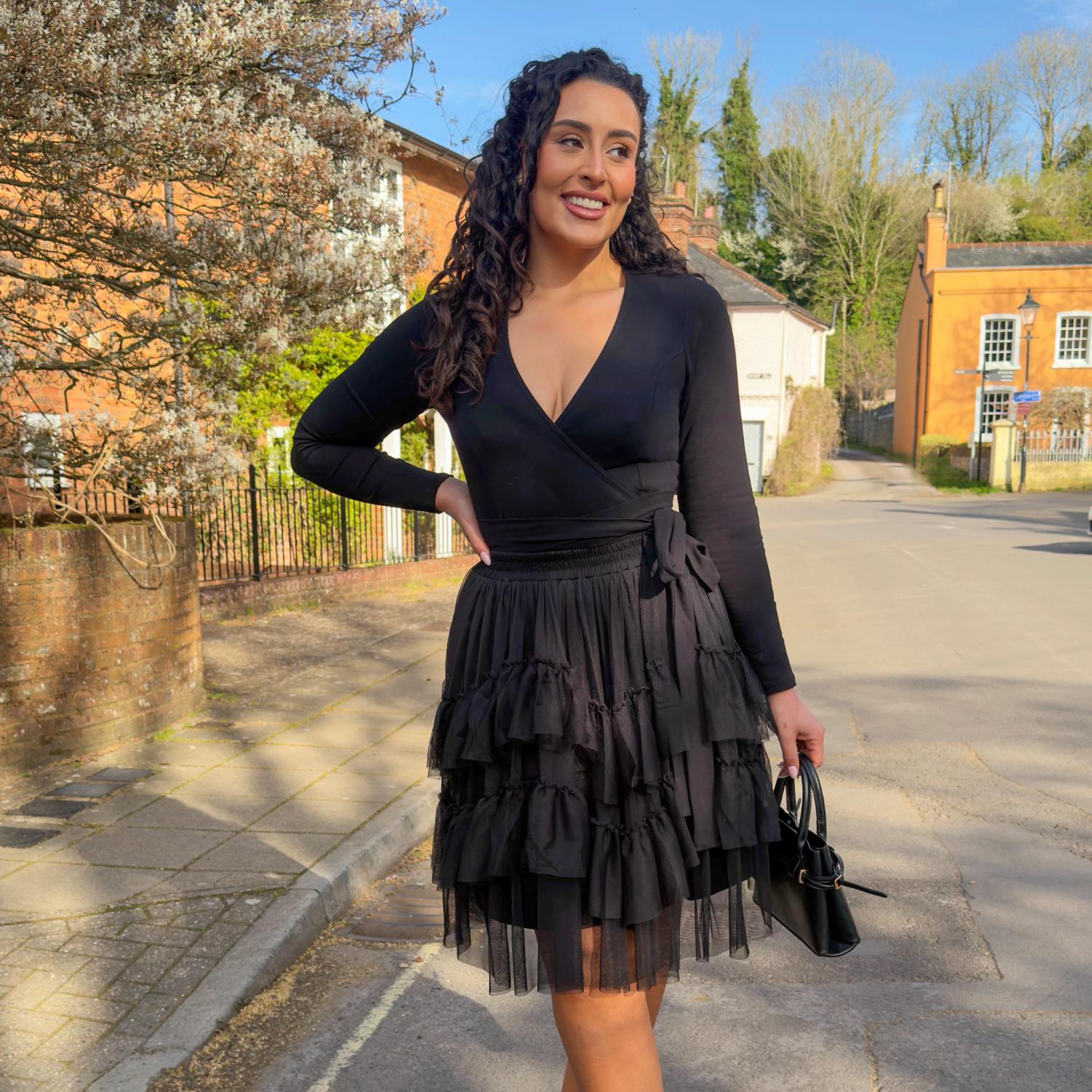 Top cache-cœur en coton biologique - Noir