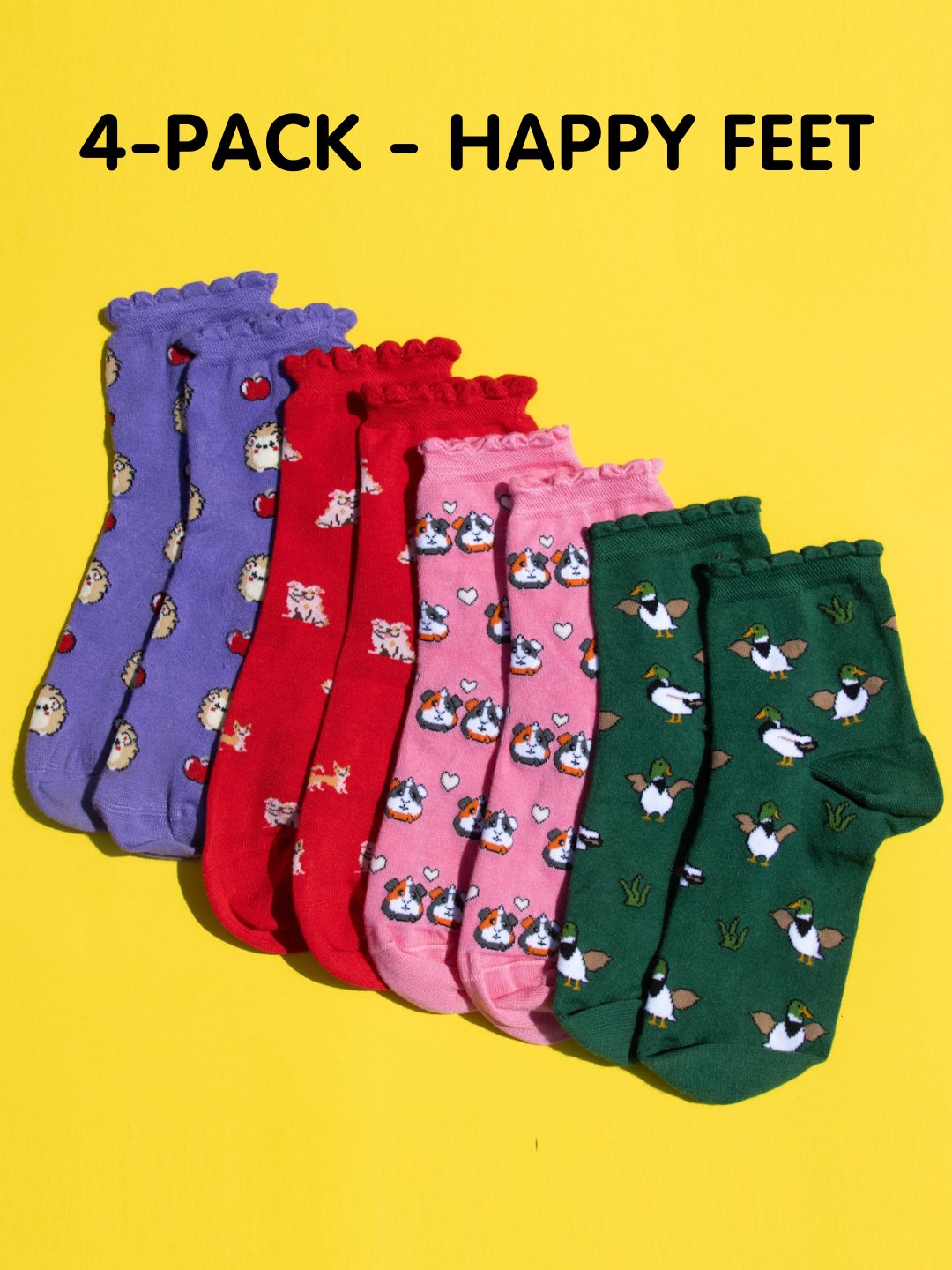 Ultimate Bamboo Ankle Socks - Happy Feet 4 Pair Bundle