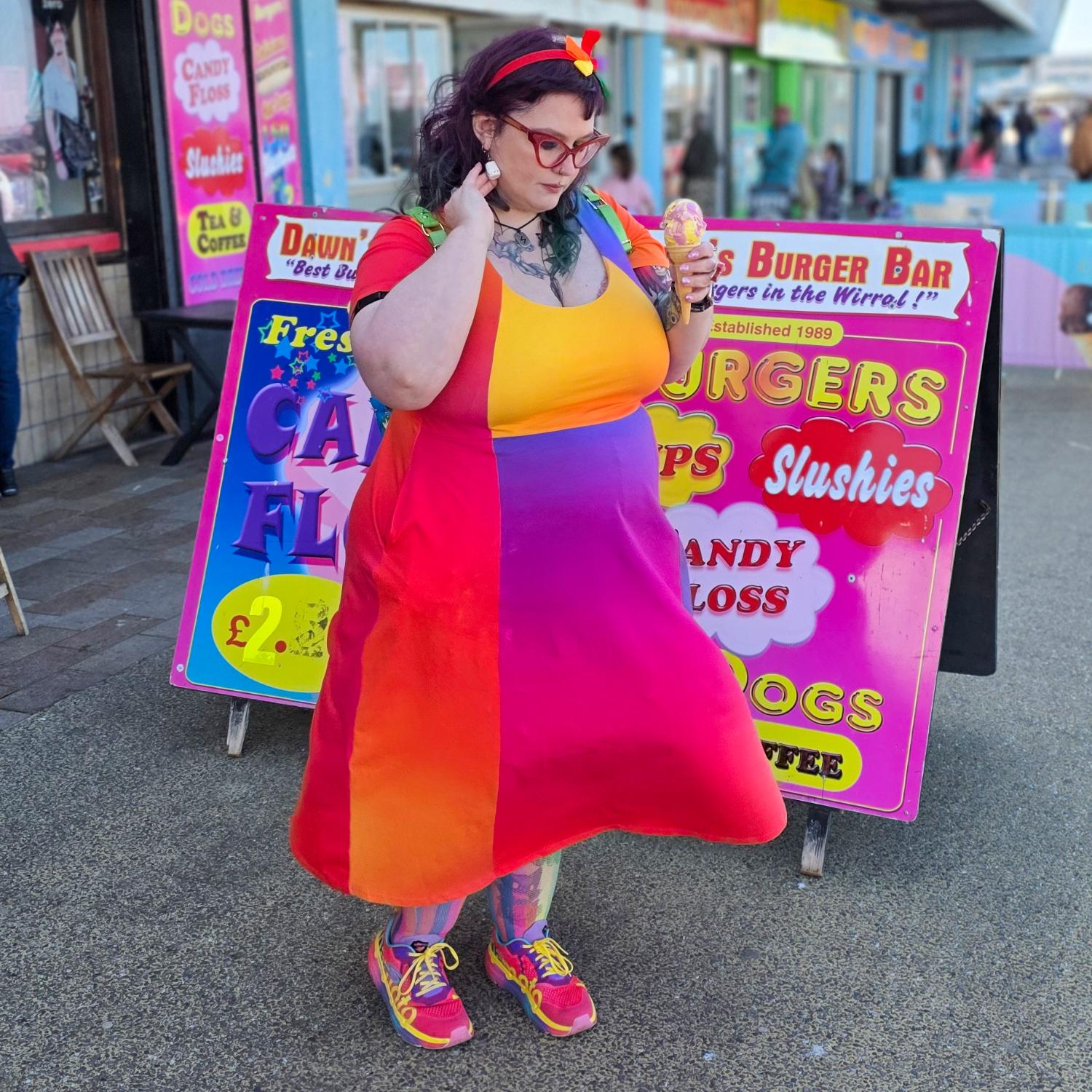 Vestido midi de corte en A «Vanessa» - Arcoíris