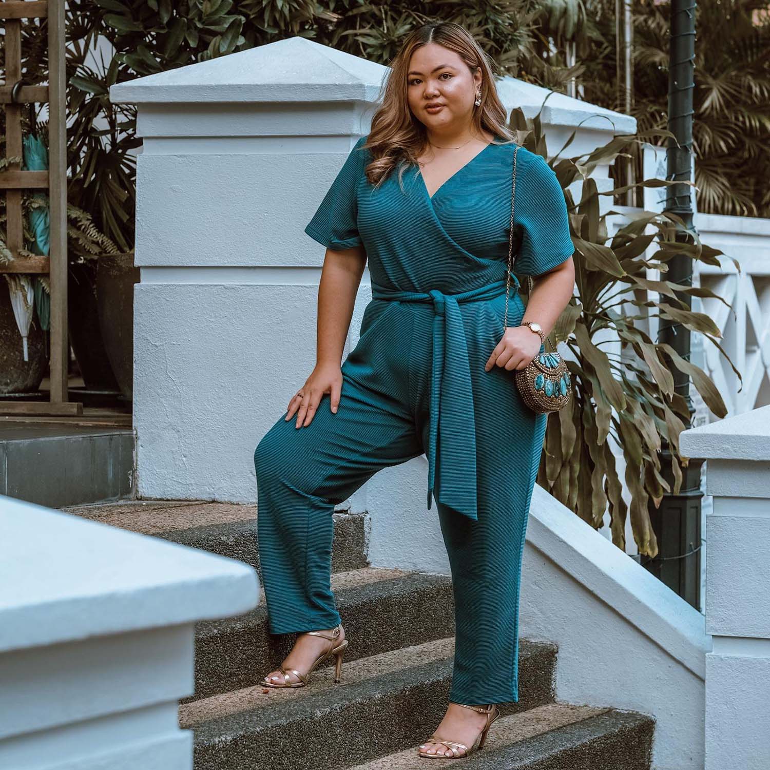 Otoman Wrap Jumpsuit - Blueberry Muffin