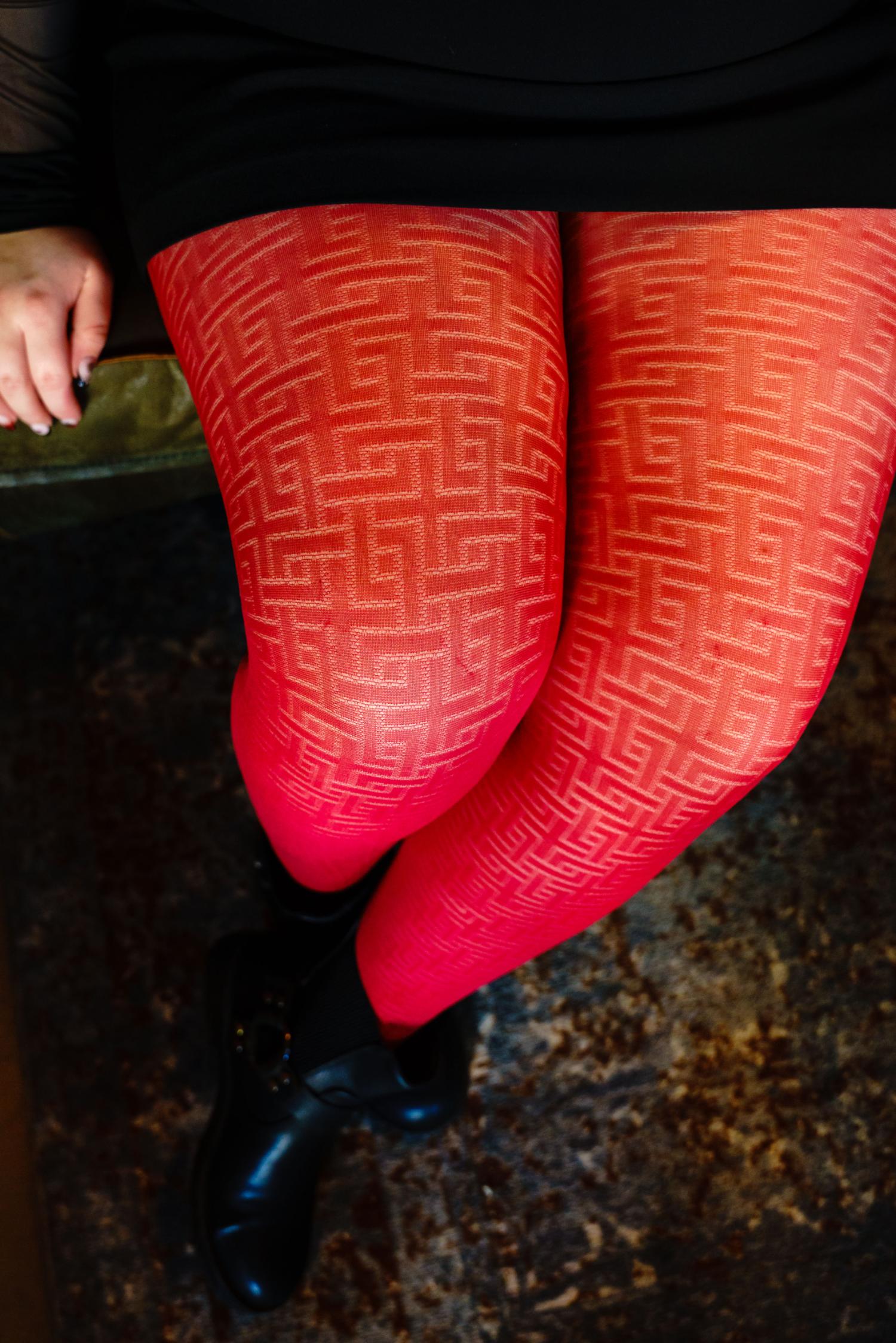 Fishnet Tights - Traditional in Red